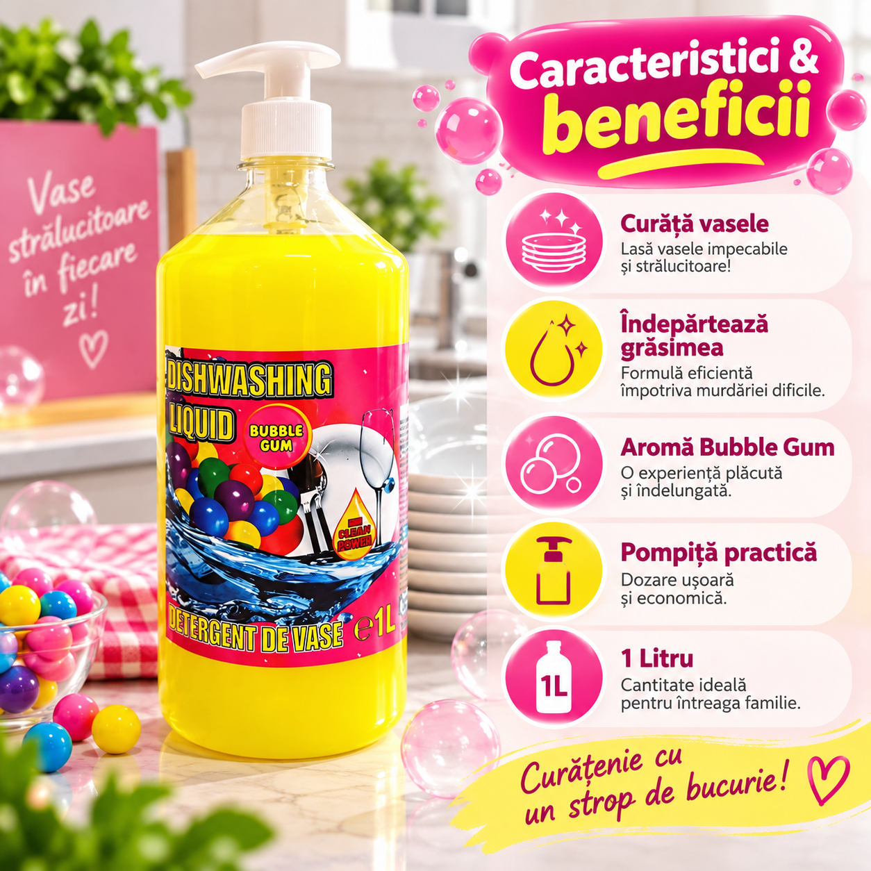 Cloret Dishwashing Liquid Berry detergent vase aroma fructe de padure