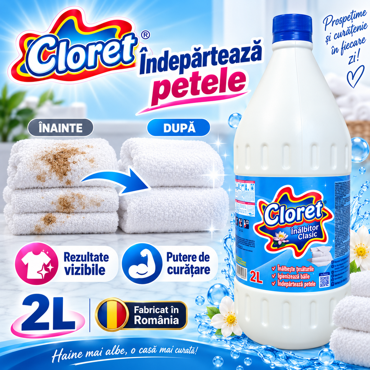 Cloret inalbitor clasic pentru curatarea suprafetelor lavabile