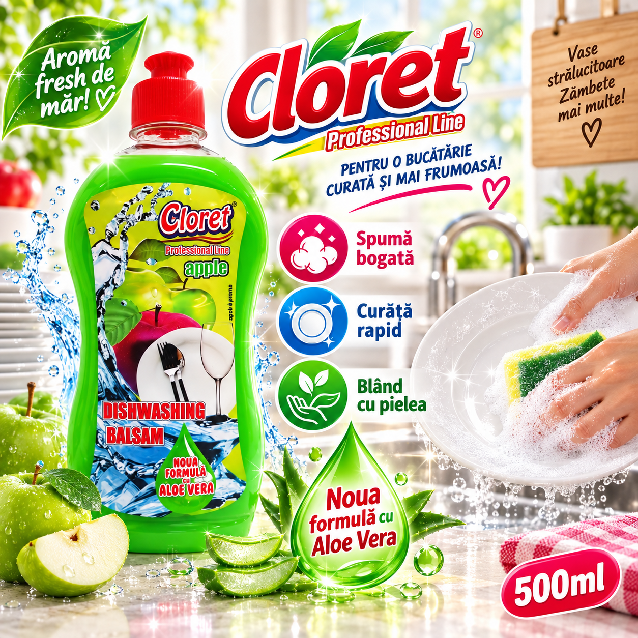 Cloret Dishwashing Liquid Berry 500 ml detergent vase fructe de padure