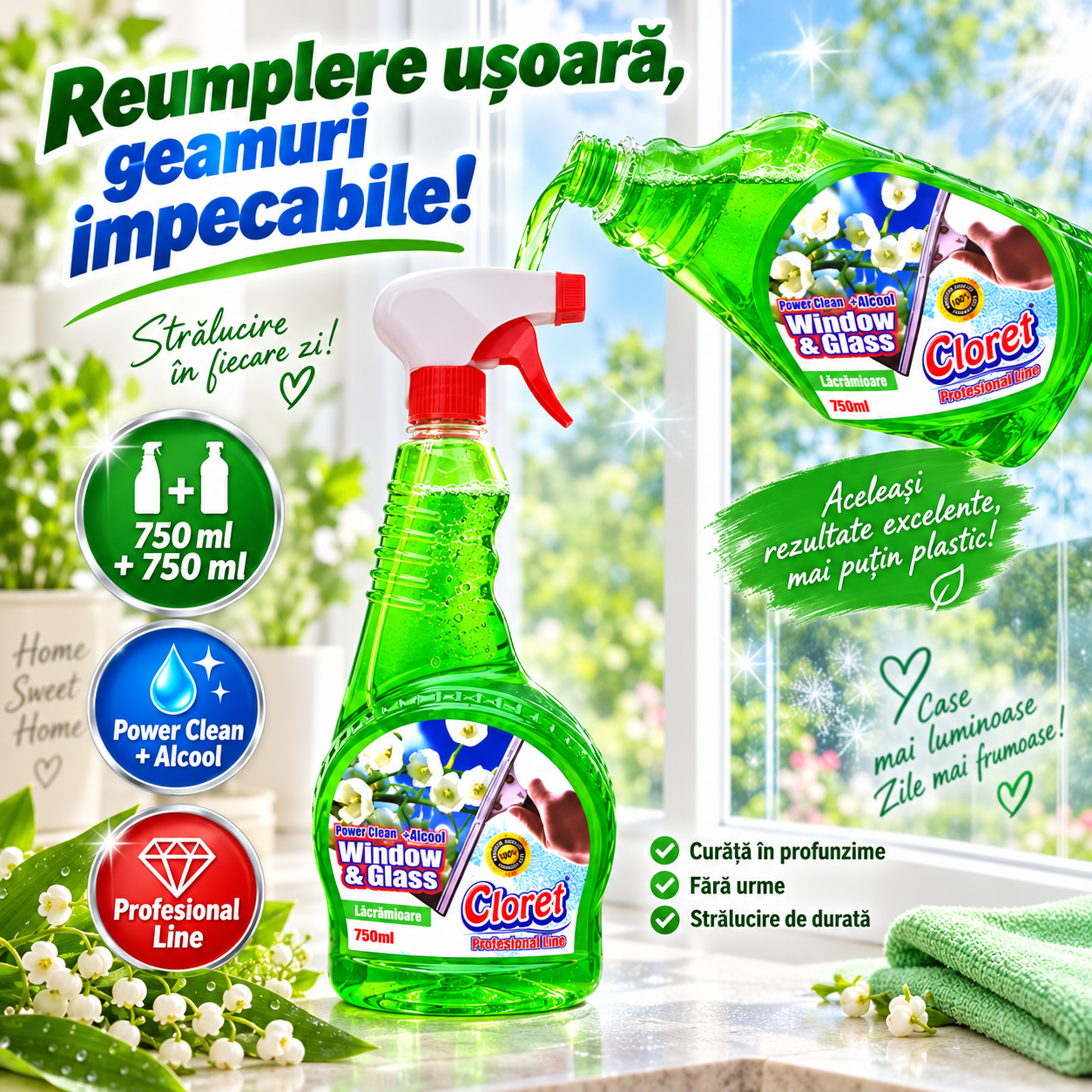 Cloret Window Glass Ocean Fresh Liliac set 750 plus 750 ml