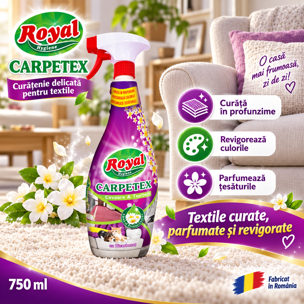 Royal Hygiene Carpetex revigoreaza culorile covoarelor si tapiteriilor