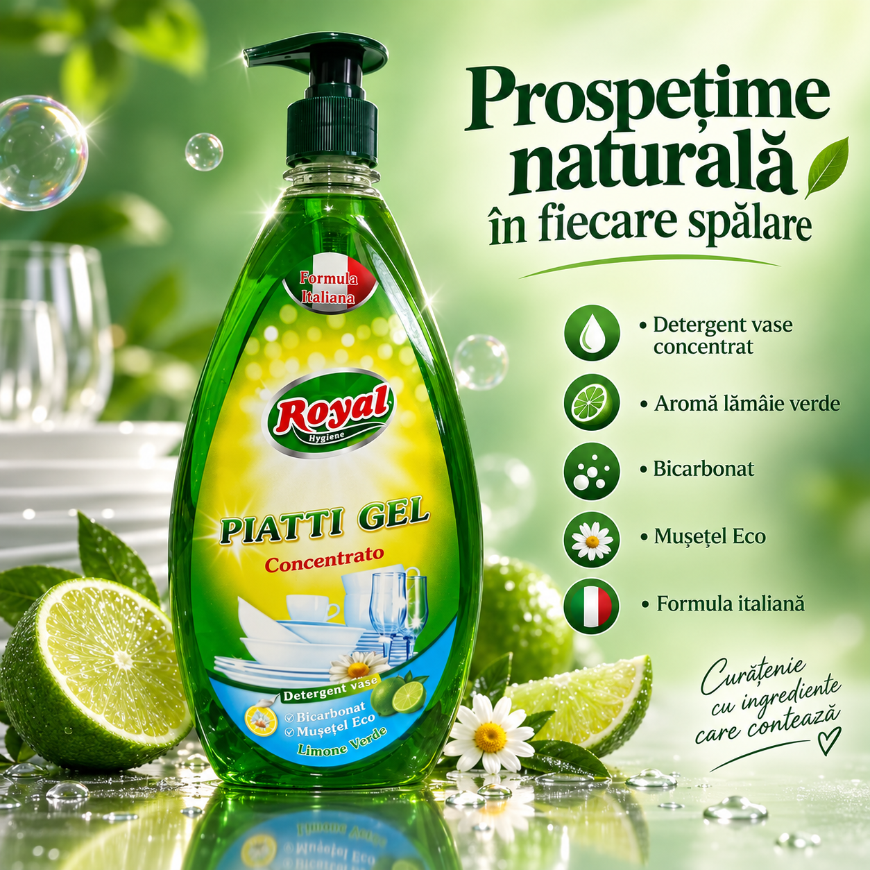 Royal Hygiene Piatti Gel Concentrato Lamaie Verde detergent vase