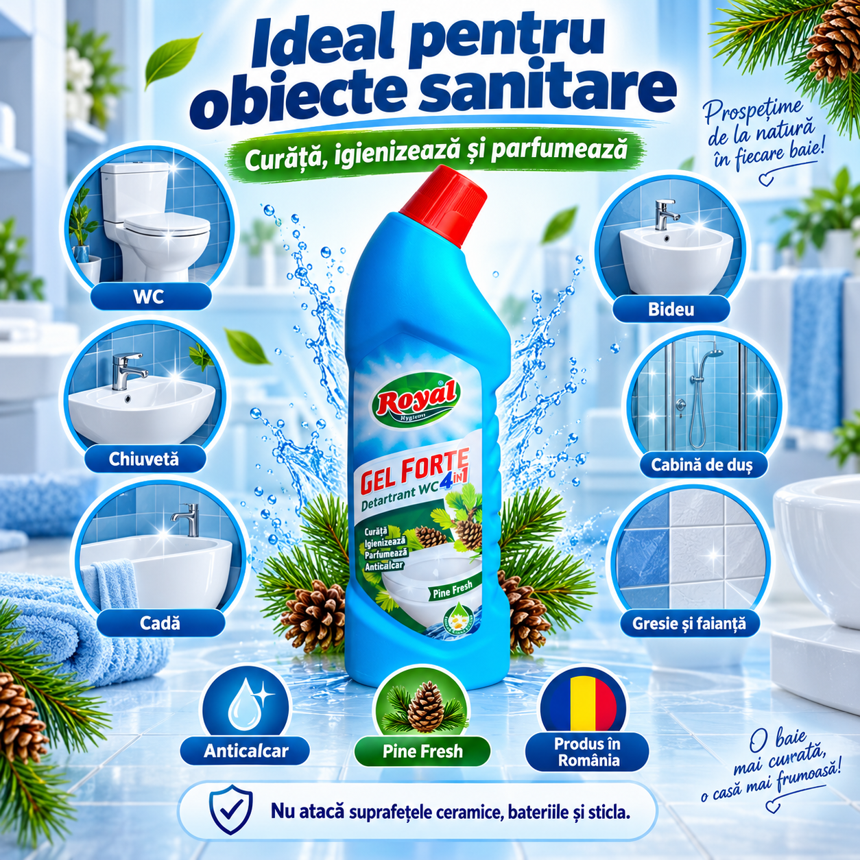 Royal Hygiene Gel Forte Pine Fresh parfum pin baie