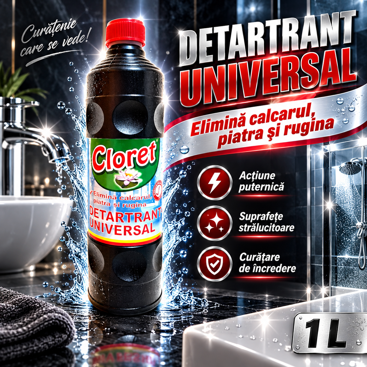 Cloret Detartrant Universal pentru baie chiuveta cada si cabina dus