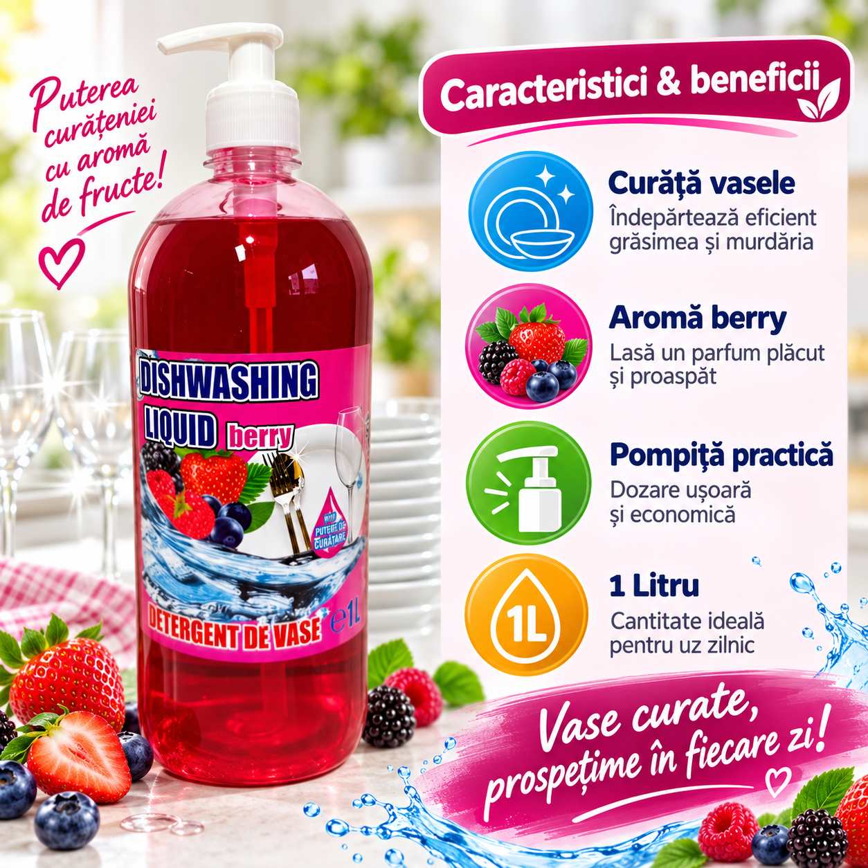 Cloret Dishwashing Liquid Bubble Gum detergent vase aroma dulce