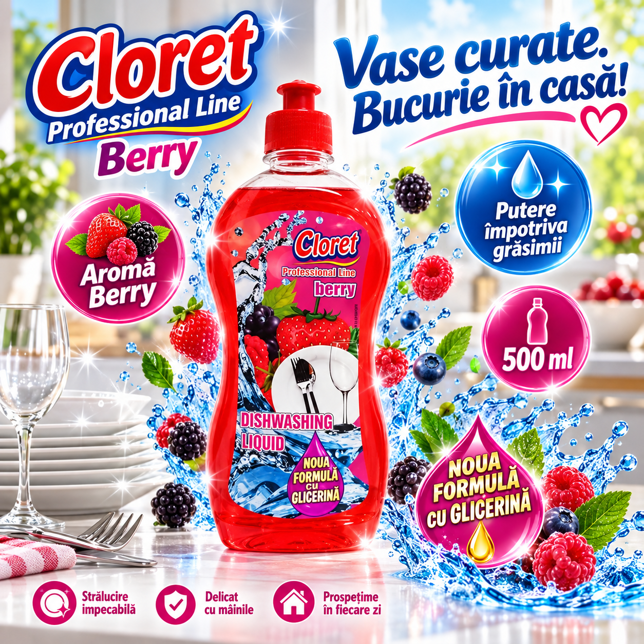 Cloret Dishwashing Liquid Citrus 500 ml detergent vase aroma citrice