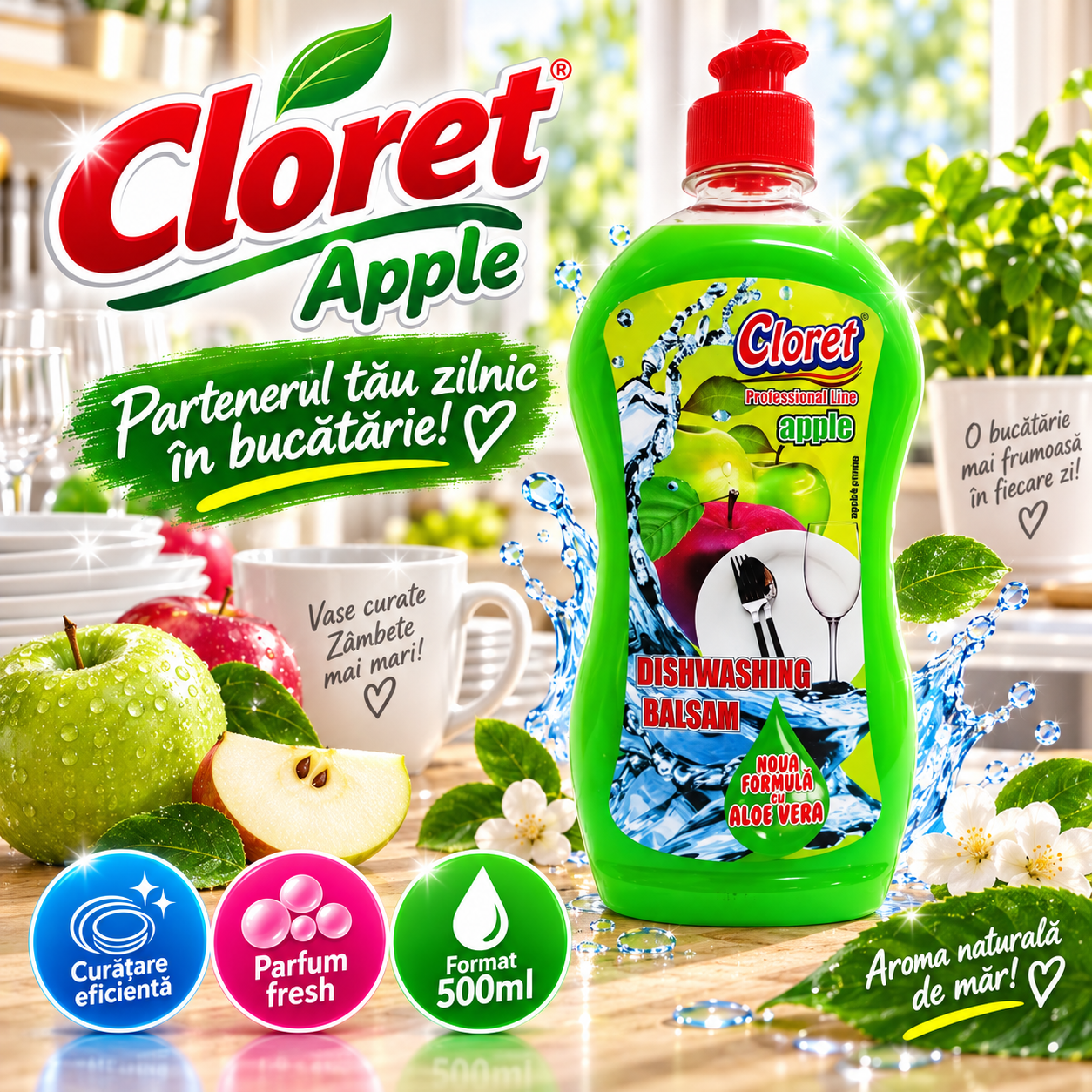 Cloret Dishwashing Liquid Citrus 500 ml detergent vase aroma citrice