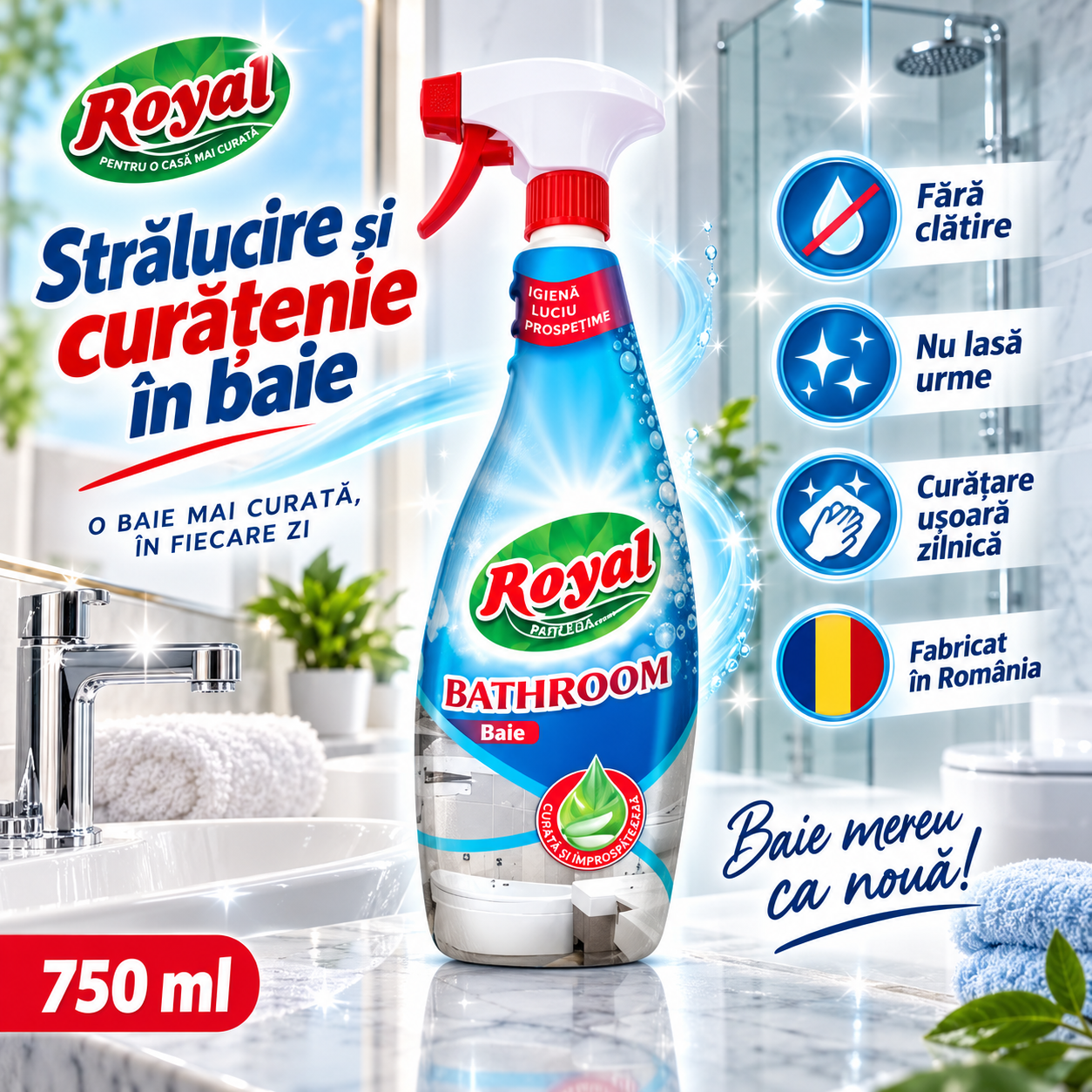 Royal Hygiene Bathroom 750 ml produs pentru curatenia baii