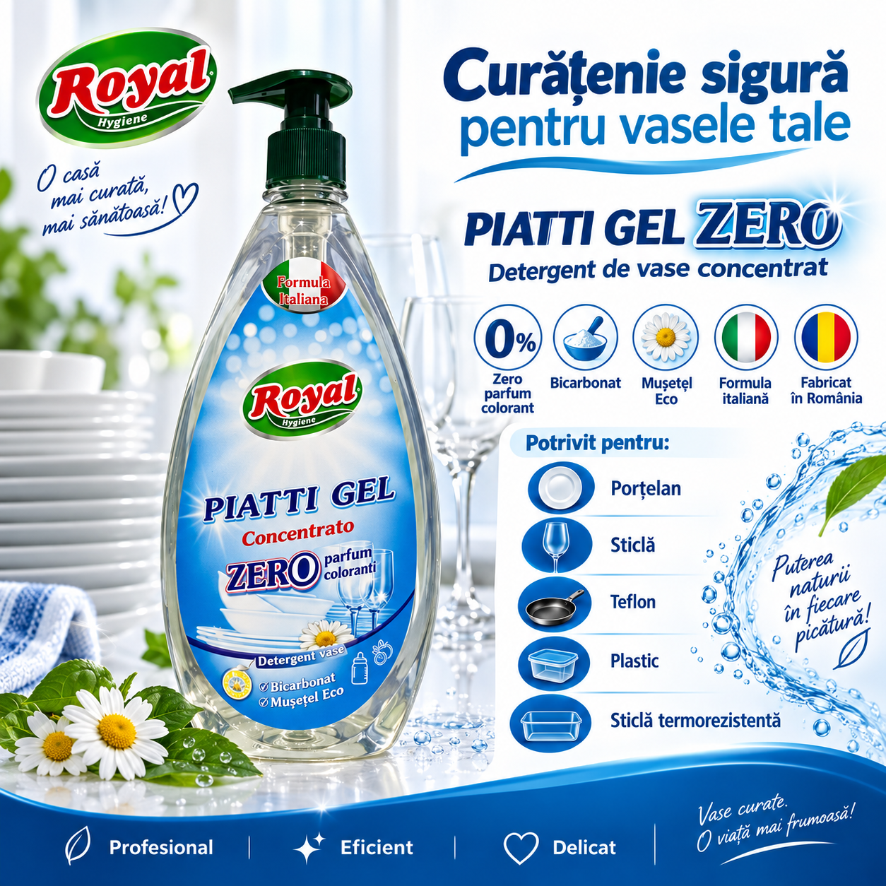 Royal Hygiene Piatti Gel Concentrato Bubble Gum detergent vase profesional