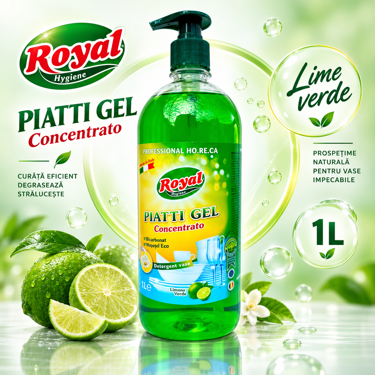 Royal Hygiene Piatti Bubble Gum Professional 1L cu pompita detergent vase