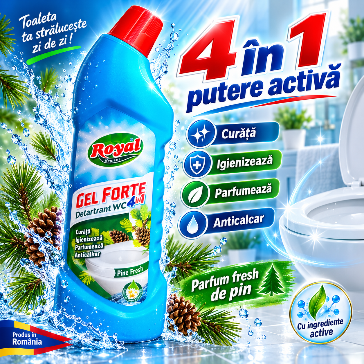 Royal Hygiene Gel Forte 750 ml pentru obiecte sanitare stralucire
