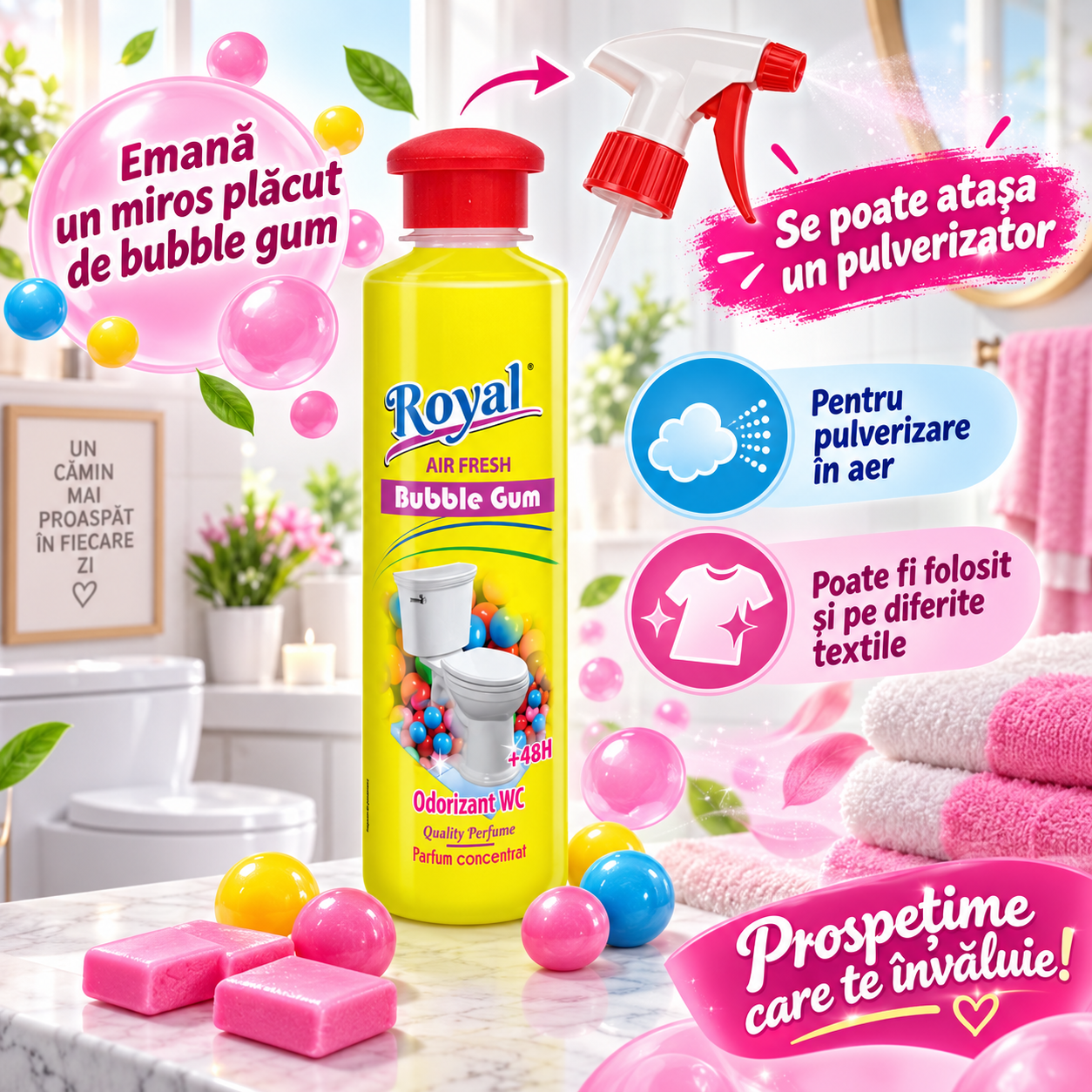 Royal Air Fresh Pino Fresh Strong Cherry Bubble Gum parfum WC 250 ml