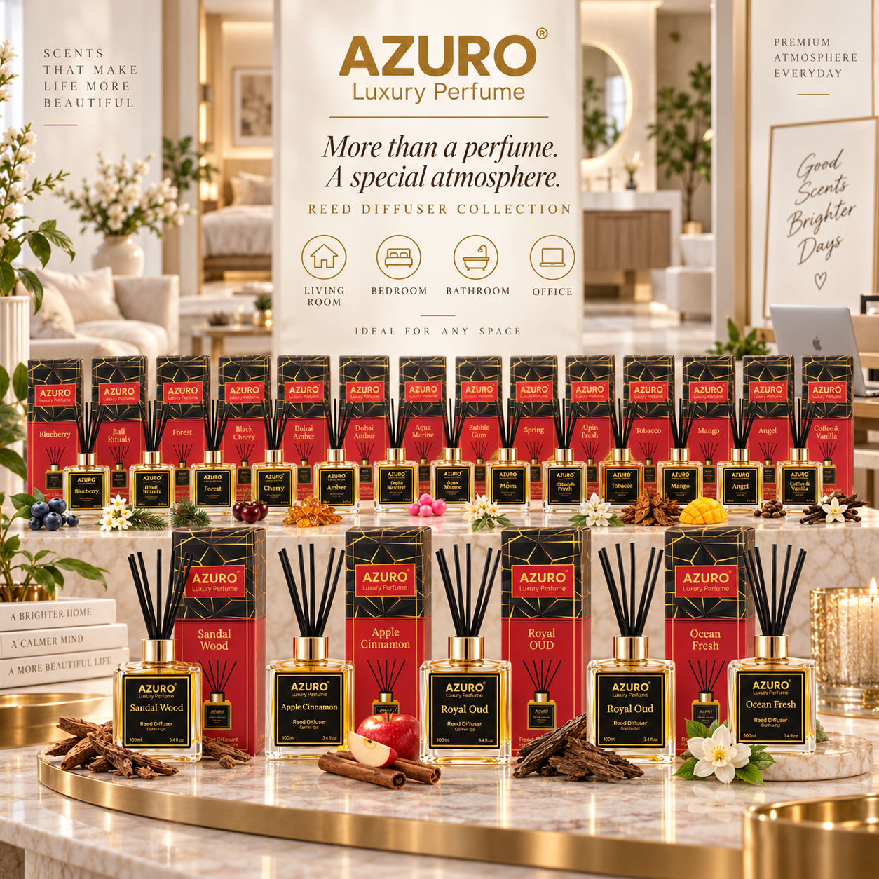Azuro Sandal Wood Forest Black Cherry Aquamarine odorizant camera 100 ml