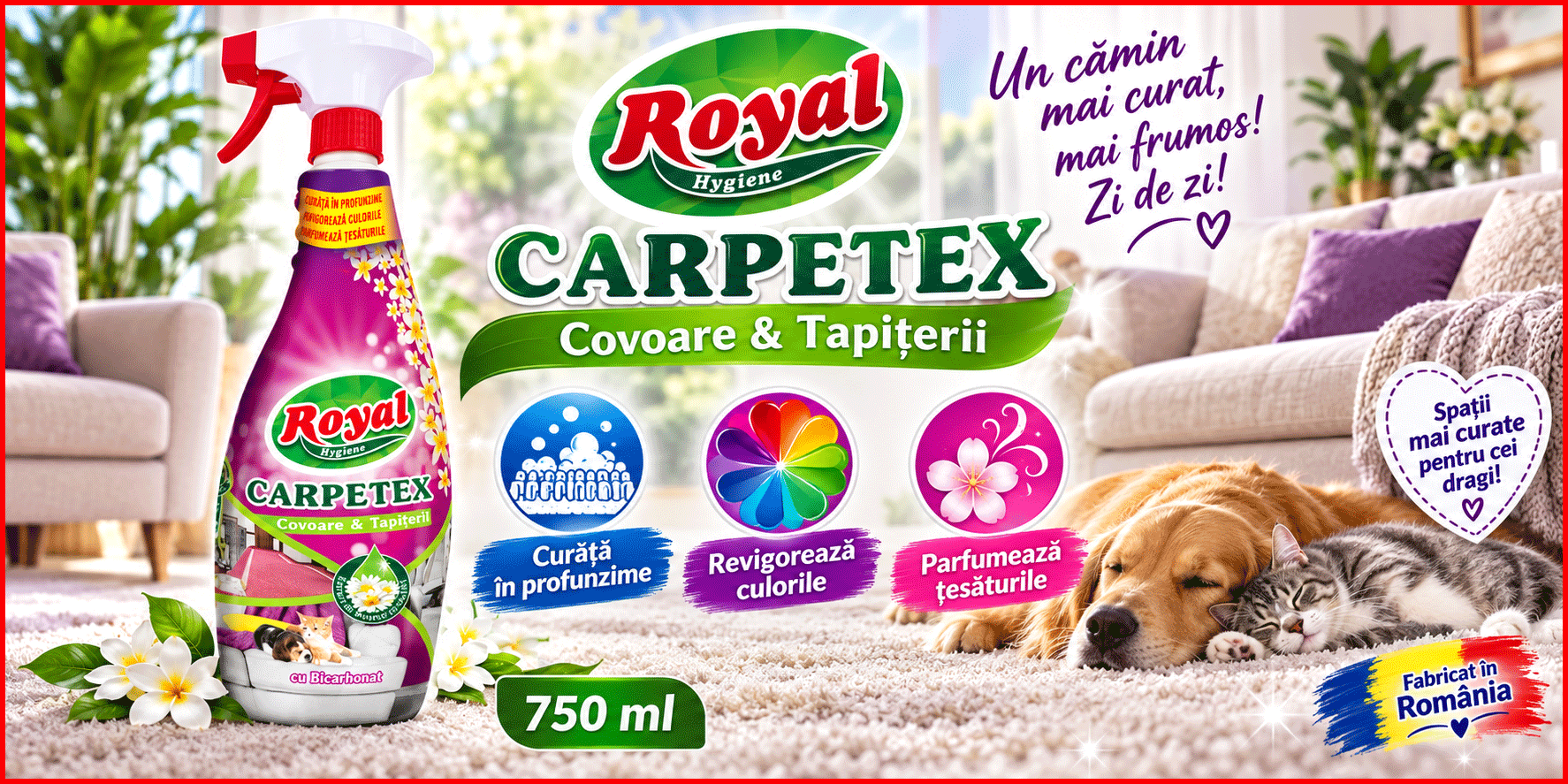 Royal Hygiene Carpetex 750 ml covoare tapiterii curatare in profunzime revigoreaza culorile
