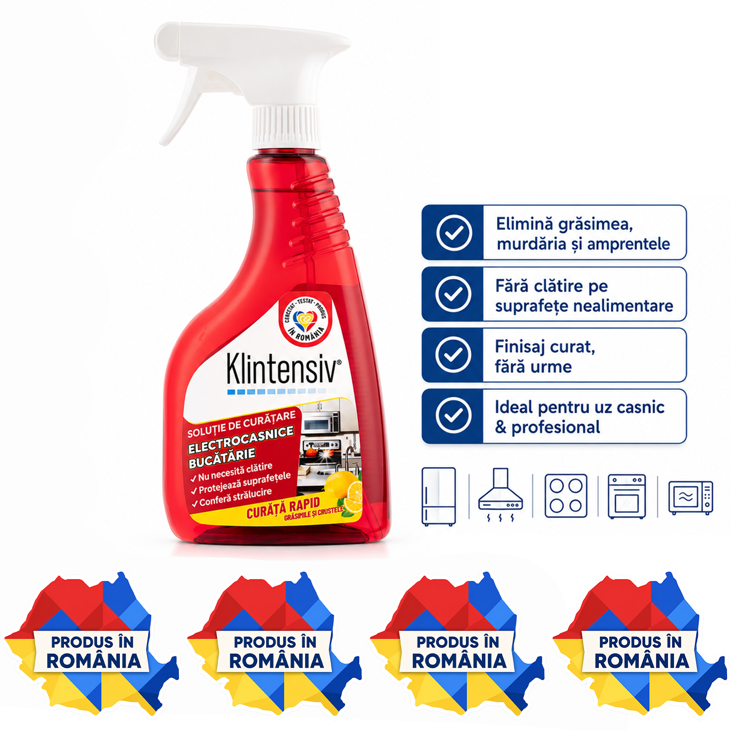 Soluție curățare electrocasnice Klintensiv 500 ml spray profesional