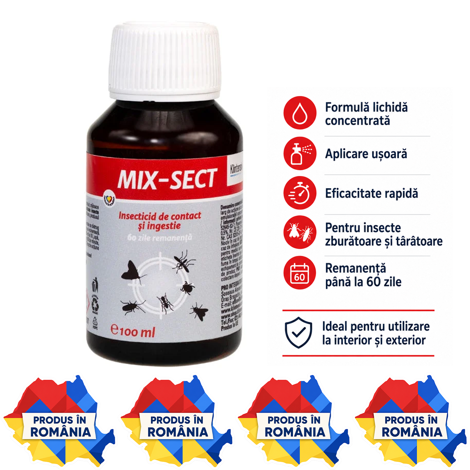 MIX-SECT insecticid lichid concentrat pentru insecte zburătoare și t&acirc;r&acirc;toare