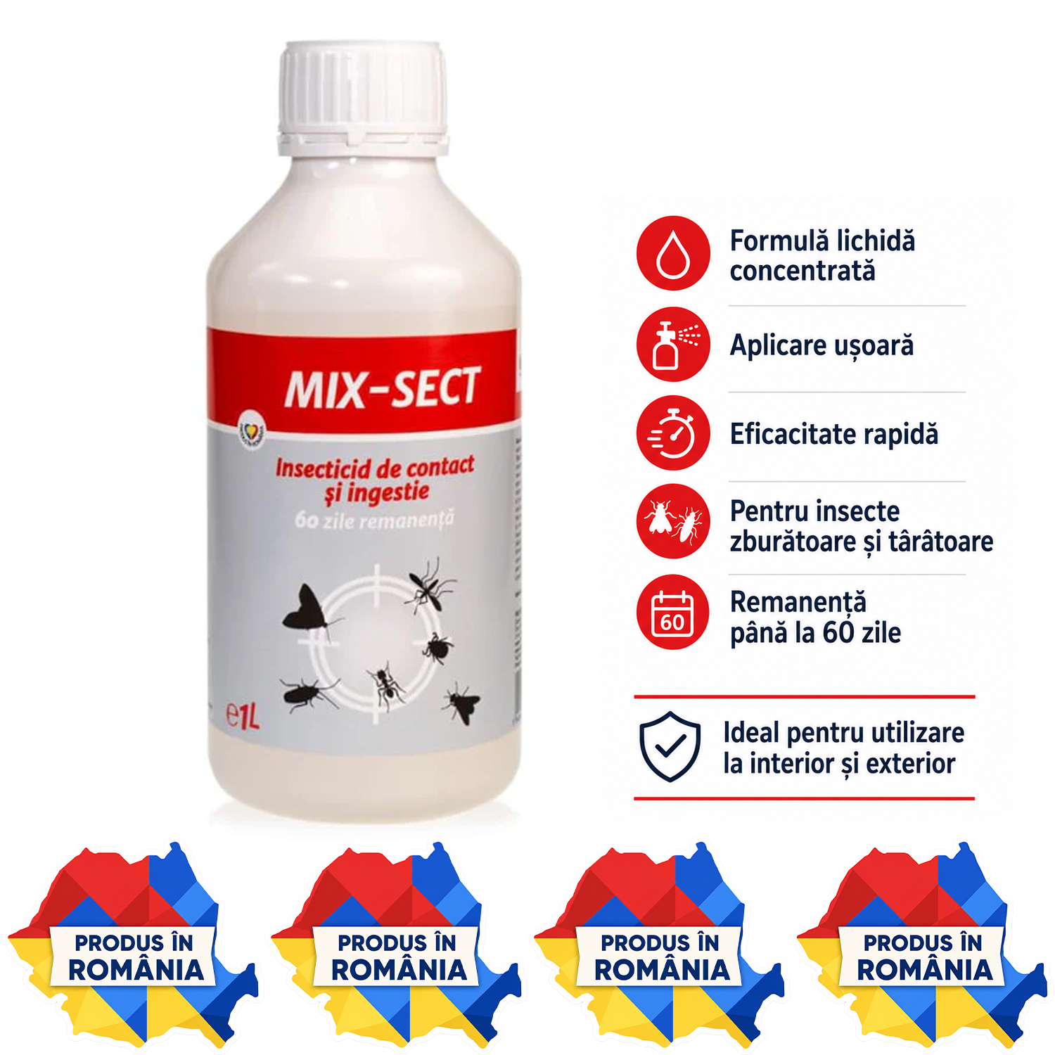 MIX-SECT insecticid lichid concentrat pentru insecte zburătoare și t&acirc;r&acirc;toare