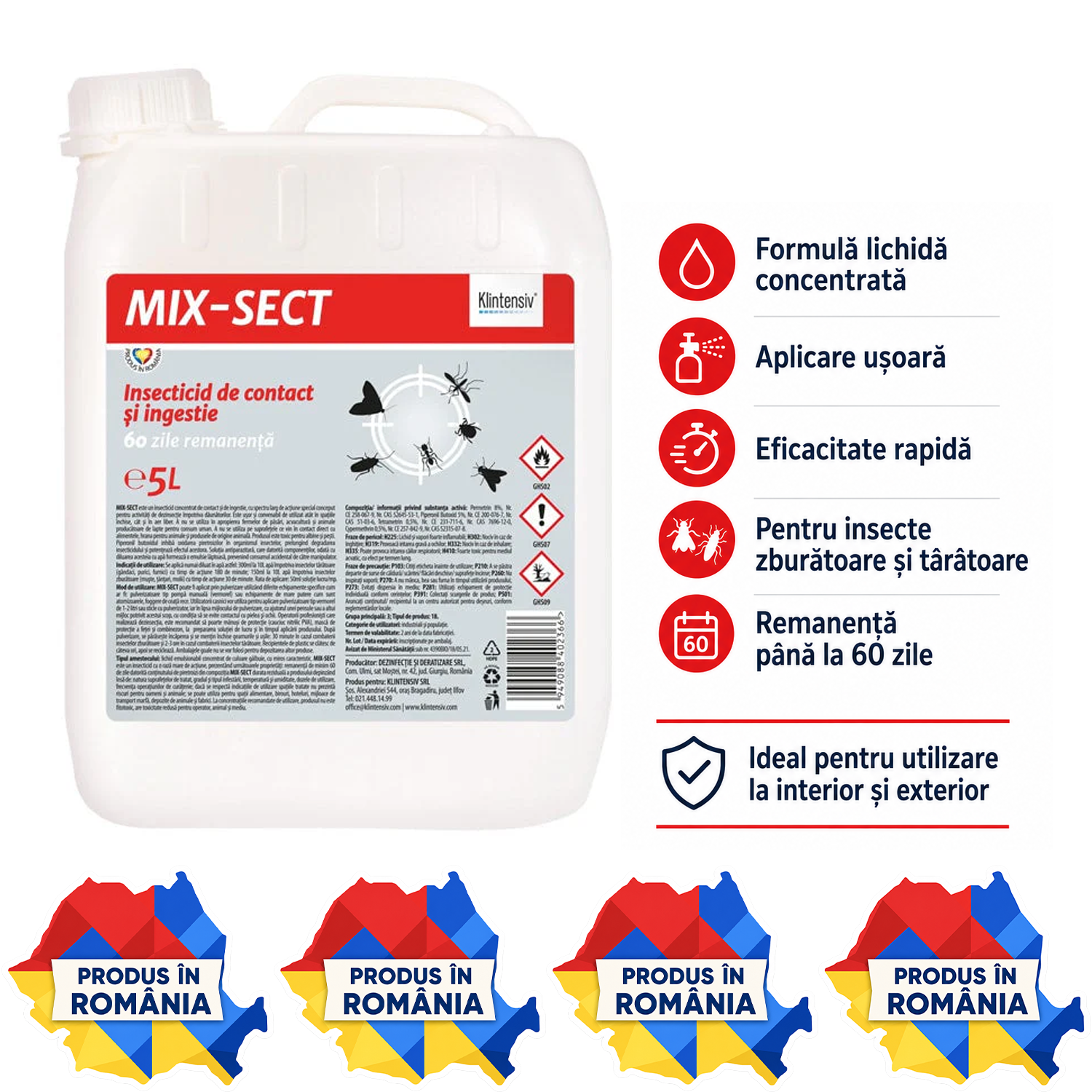 MIX-SECT insecticid lichid concentrat pentru insecte zburătoare și t&acirc;r&acirc;toare