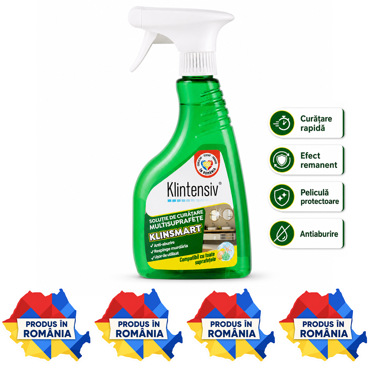 Klintensiv KlinSmart soluție de curățare cu efect remanent și peliculă protectoare 500 ml