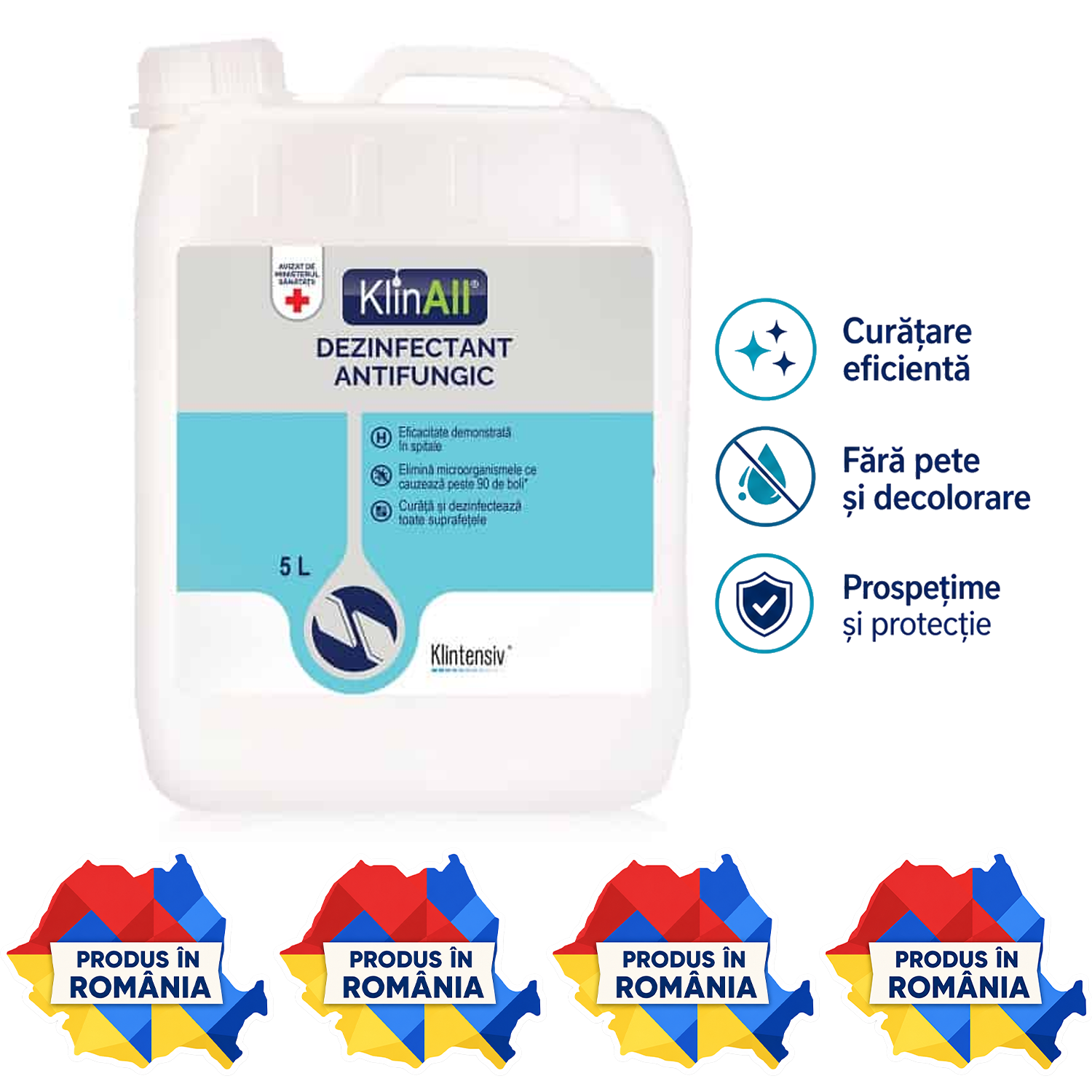 KlinAll Dezinfectant Antimucegai Klintensiv soluție profesională PT2 pentru mucegai fungi bacterii și virusuri