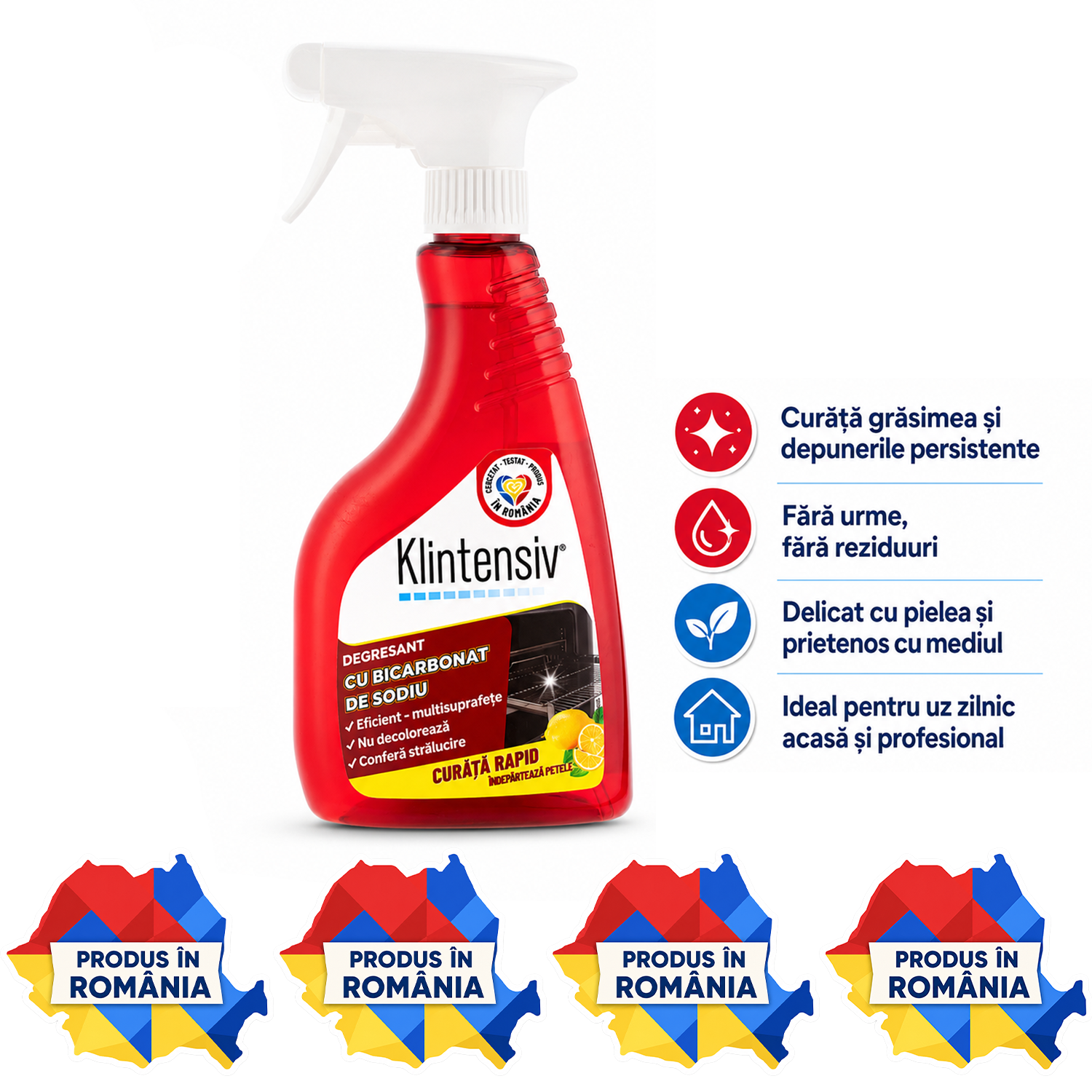 Degresant cu bicarbonat de sodiu Klintensiv 500 ml pentru grăsime arsă și murdărie persistentă