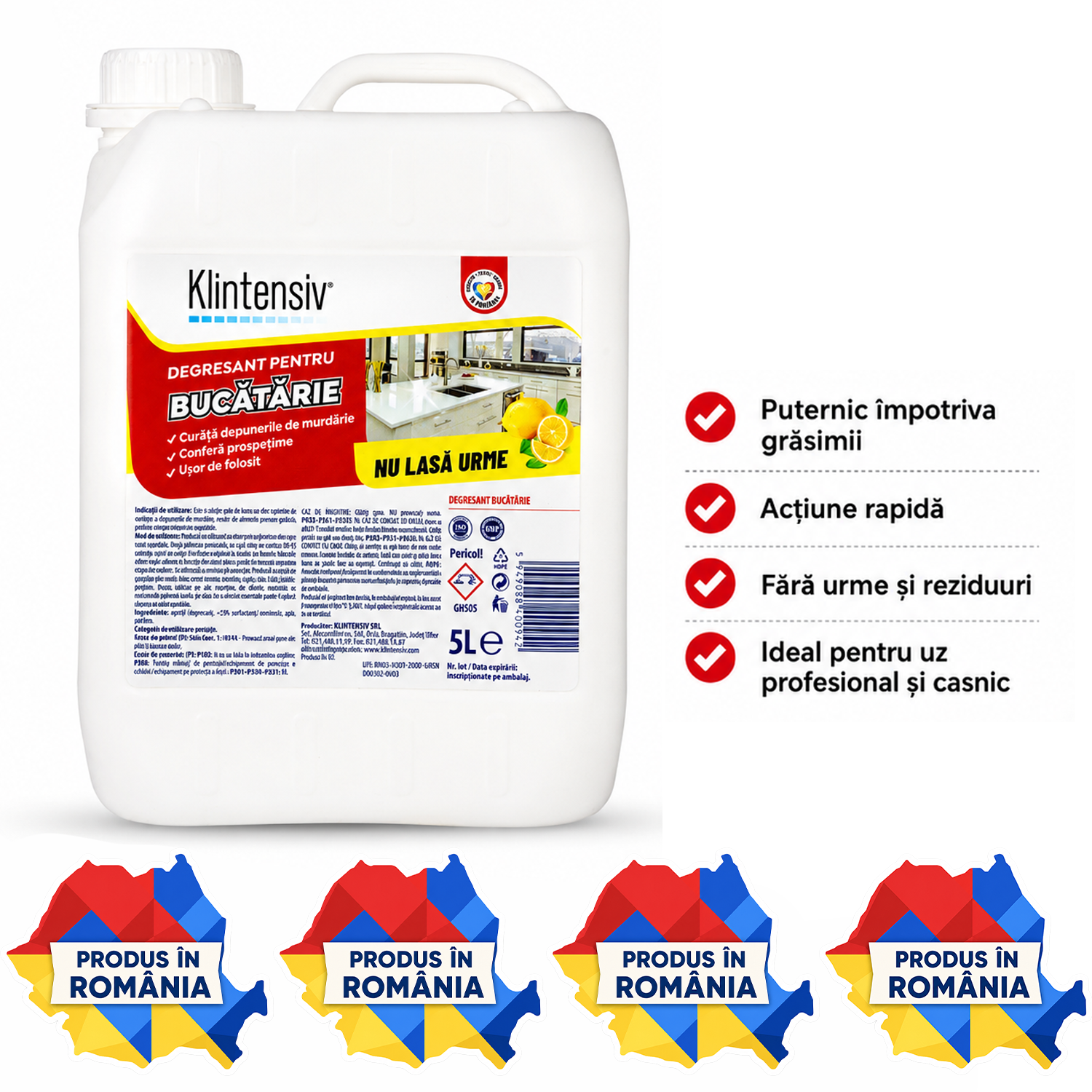 Degresant bucătărie Klintensiv 500 ml pentru grăsime arsă și murdărie persistentă
