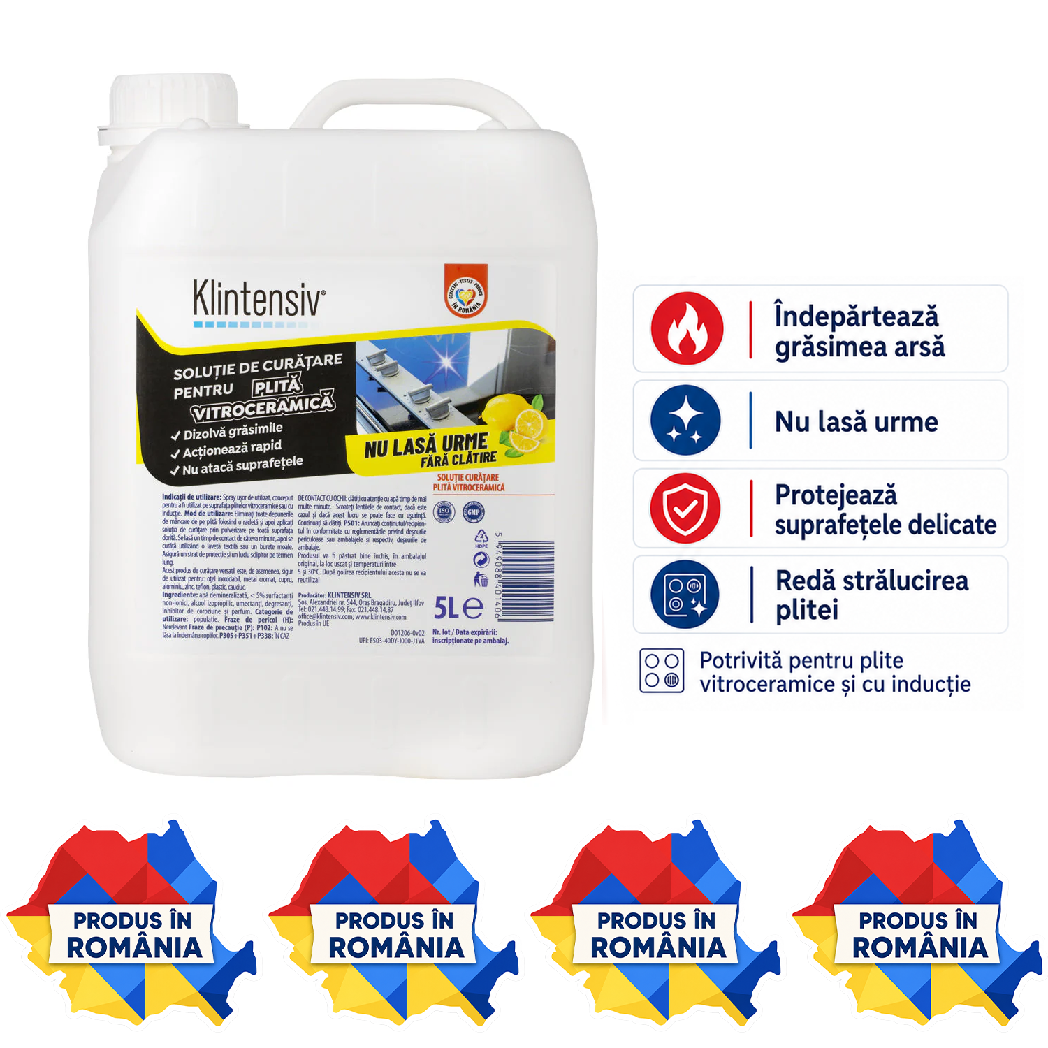 Soluție curățare plită vitroceramică Klintensiv 500 ml pentru inducție și sticlă ceramică