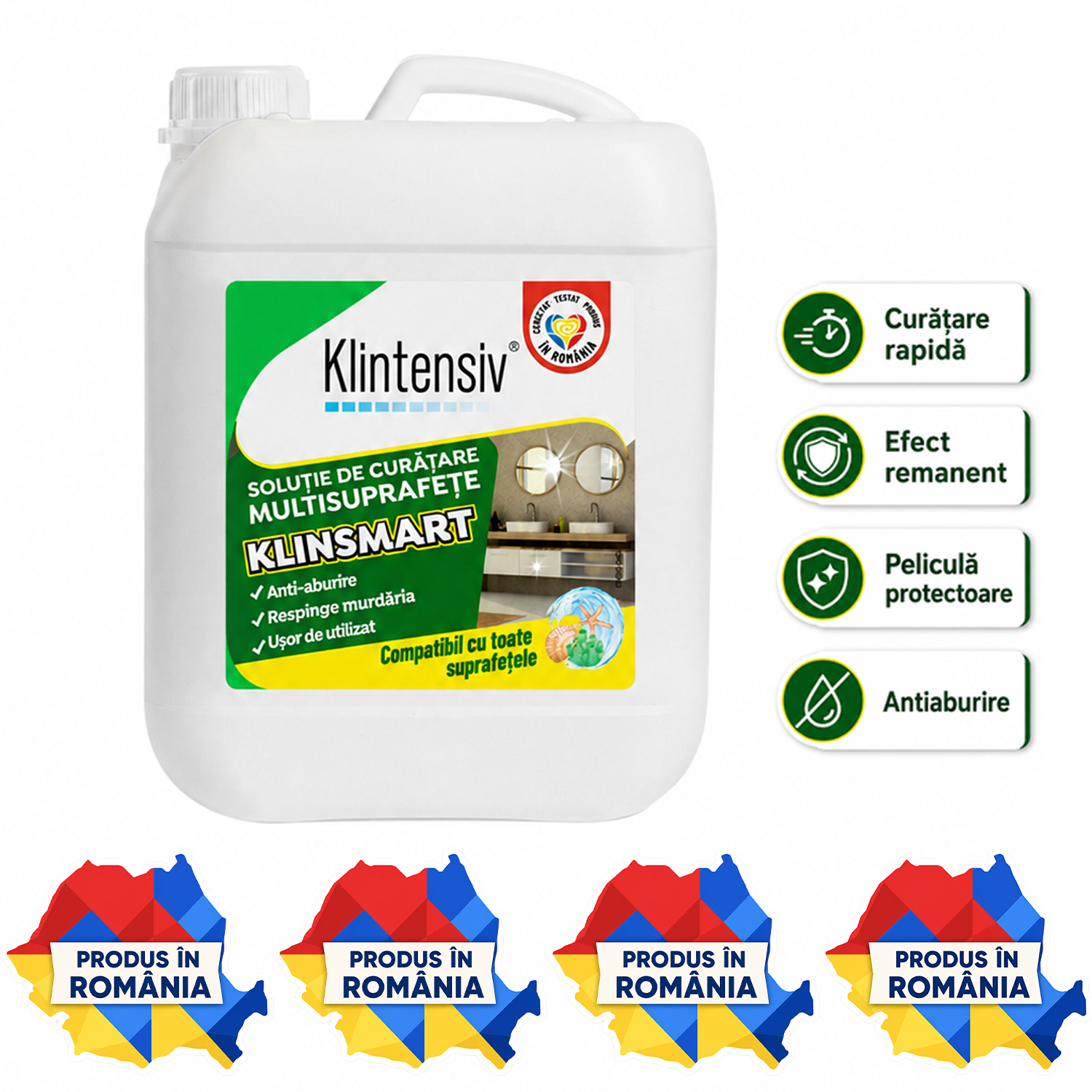 Klintensiv KlinSmart soluție de curățare cu efect remanent și peliculă protectoare 500 ml