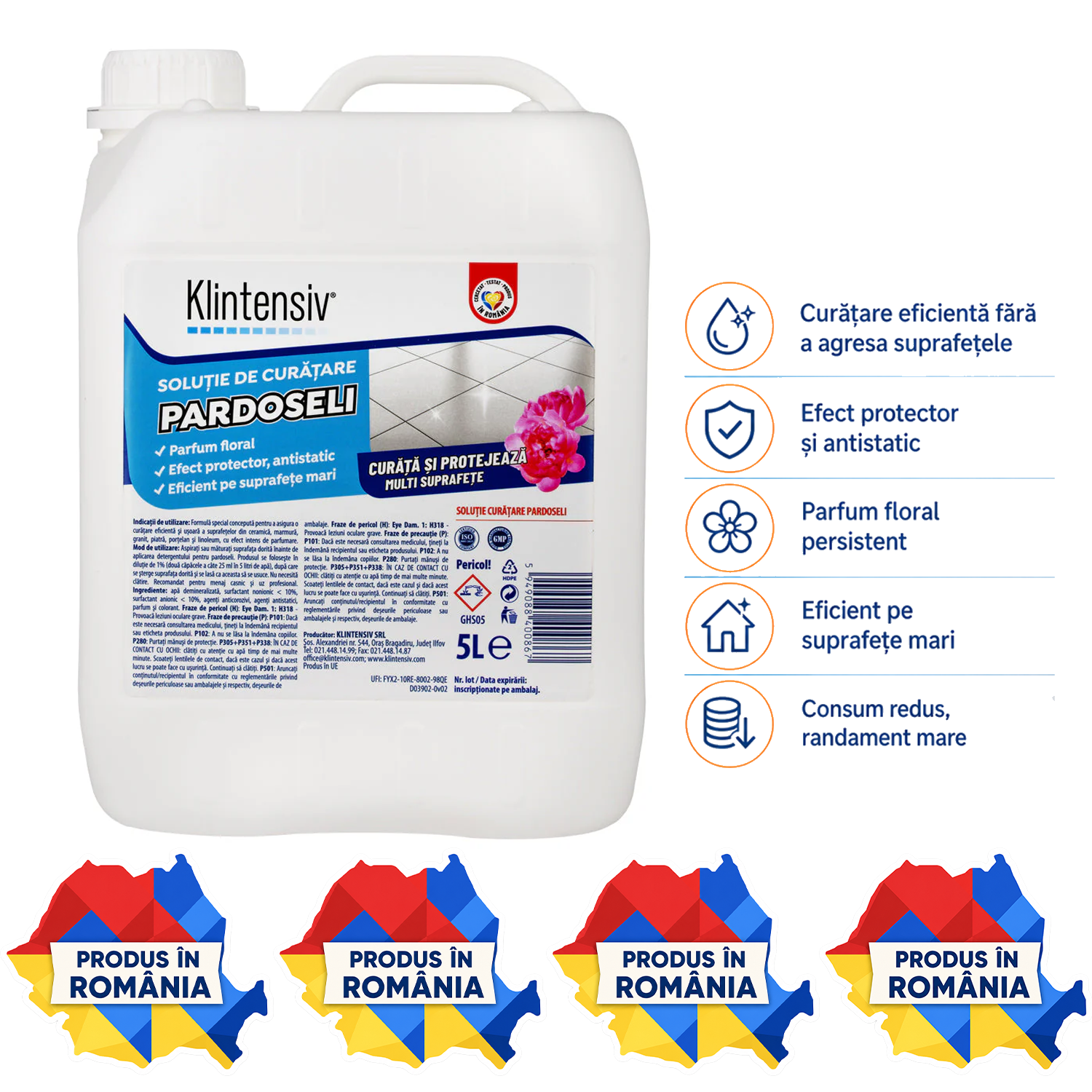 Soluție curățare pardoseli Klintensiv detergent parfumat concentrat pentru pardoseli lavabile