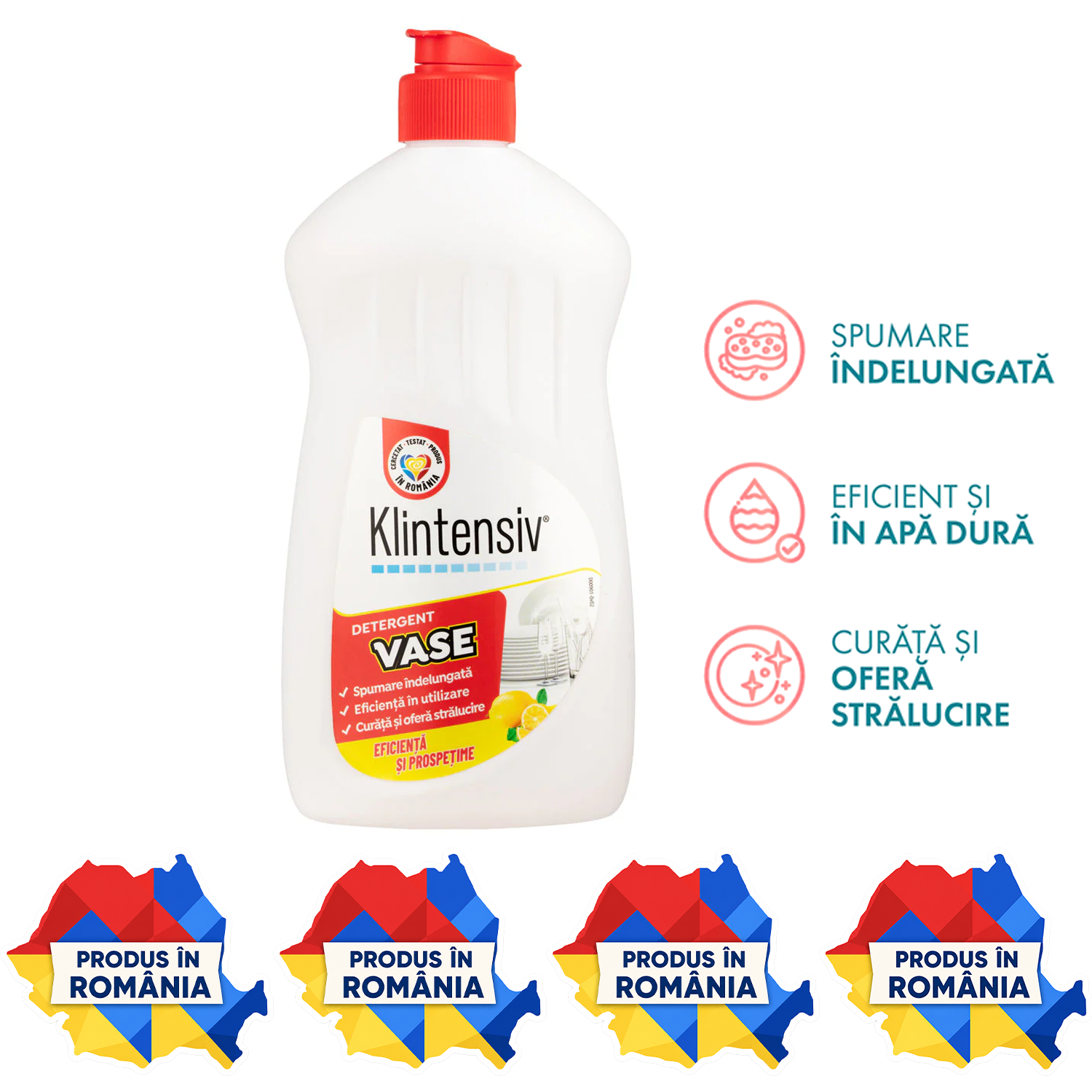 Detergent de vase Klintensiv 500 ml lichid concentrat pentru spălare manuală