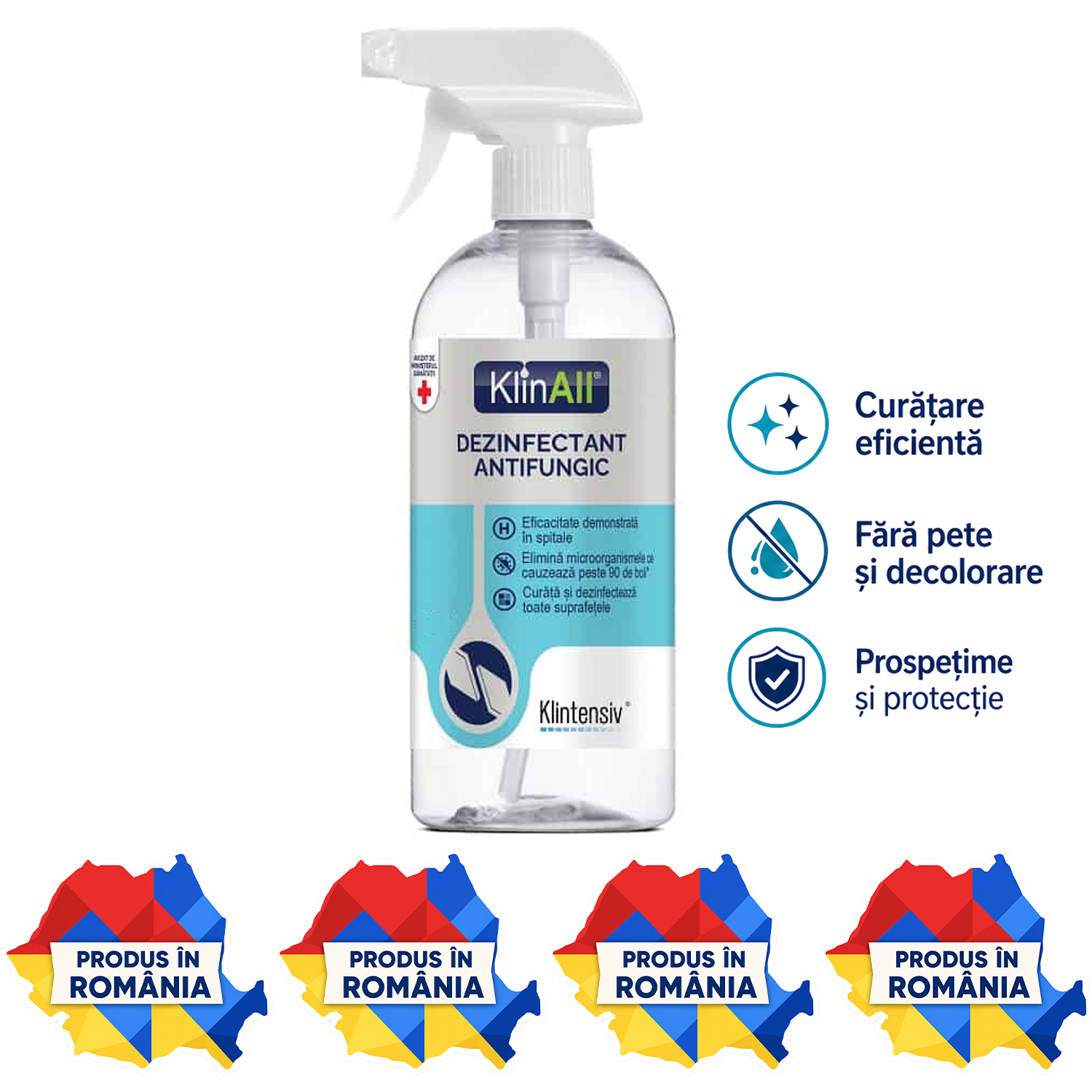 KlinAll Dezinfectant Antimucegai Klintensiv soluție profesională PT2 pentru mucegai fungi bacterii și virusuri
