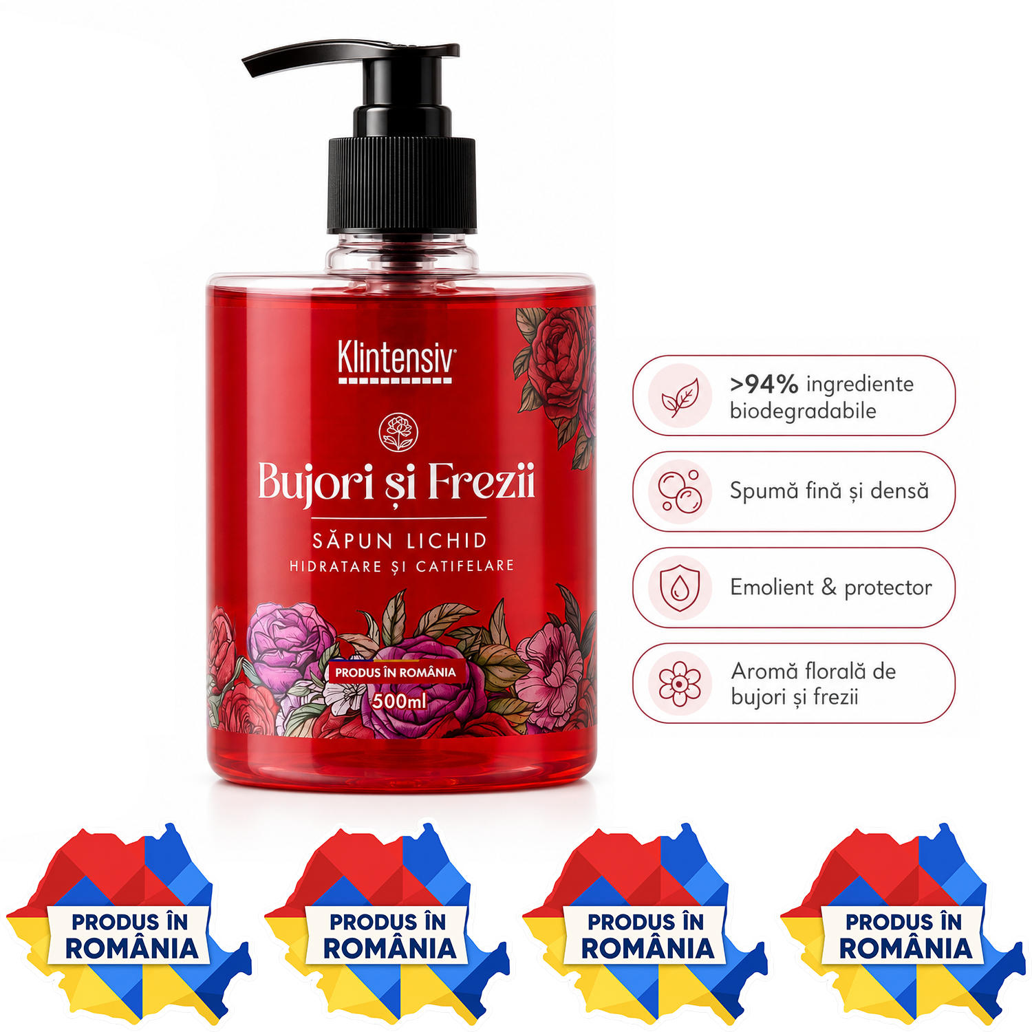 Săpun lichid Klintensiv 500 ml și 5 litri pentru mâini și tegumente cu spumă fină