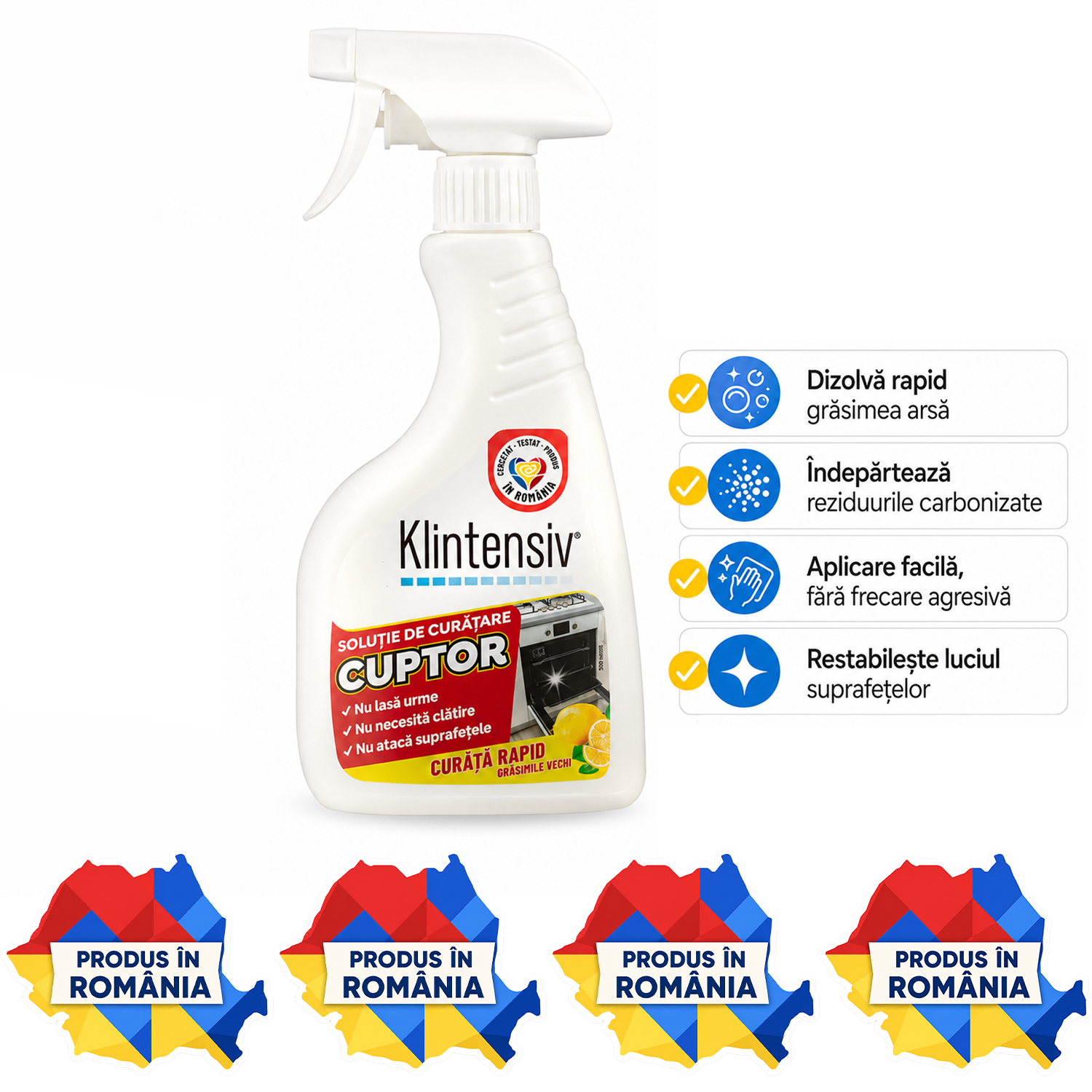 Soluție curățare cuptor Klintensiv 500 ml degresant profesional pentru grăsime arsă