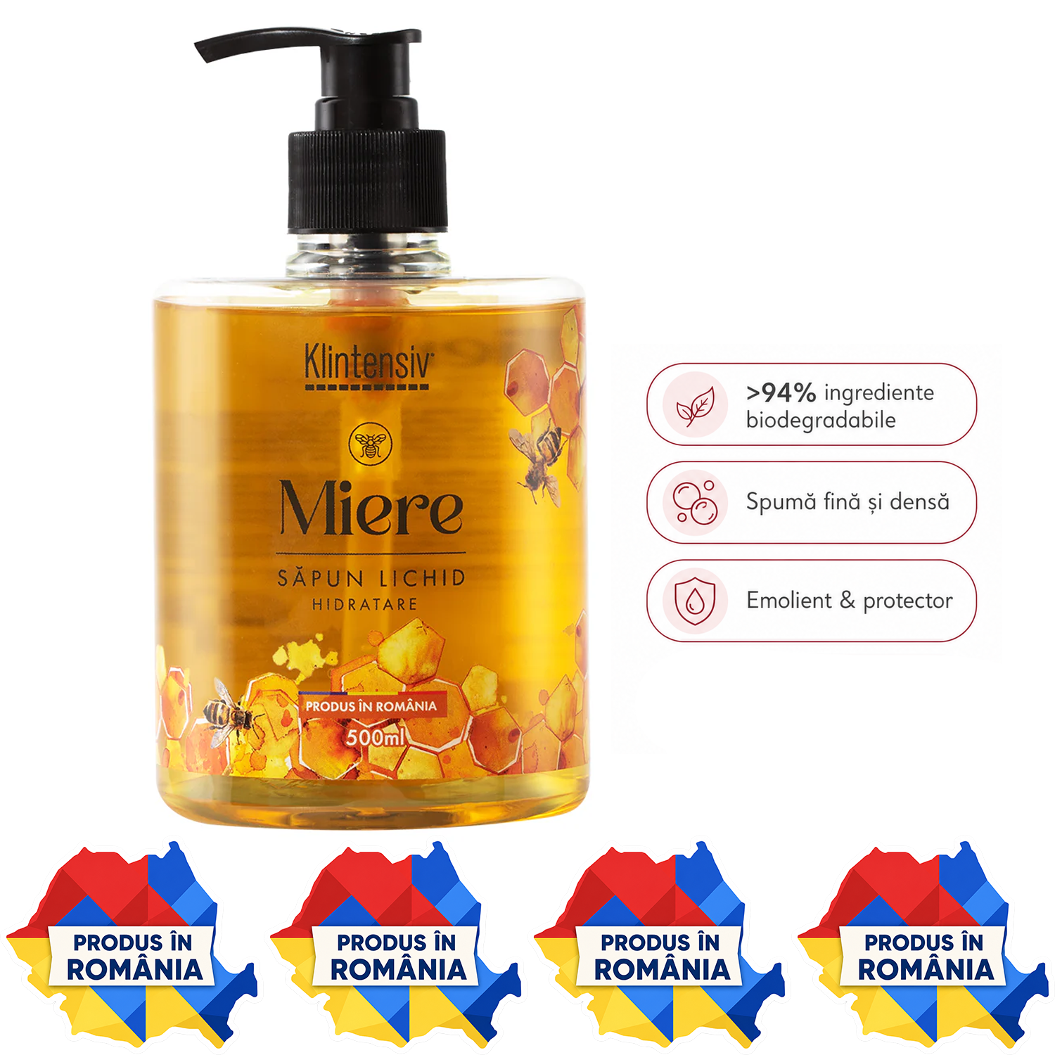 Săpun lichid Klintensiv 500 ml și 5 litri pentru m&acirc;ini și tegumente cu spumă fină
