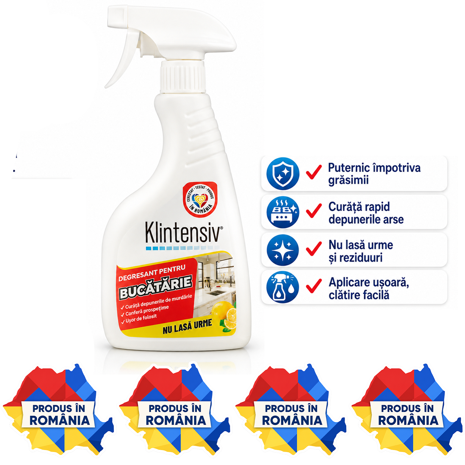Degresant bucătărie Klintensiv 500 ml pentru grăsime arsă și murdărie persistentă