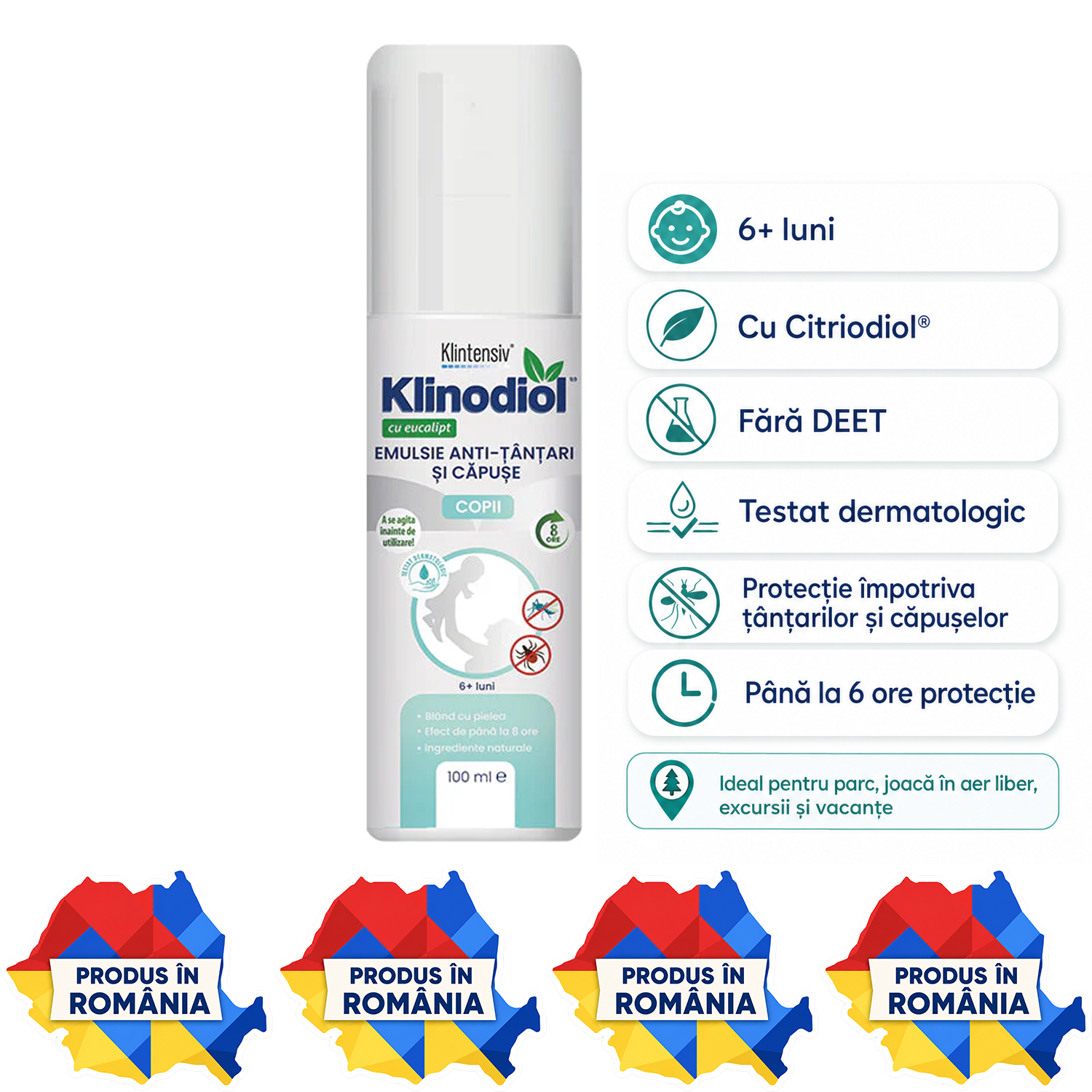 KlinodioL Kids spray repelent copii fără DEET cu Citriodiol pentru ț&acirc;nțari și căpușe