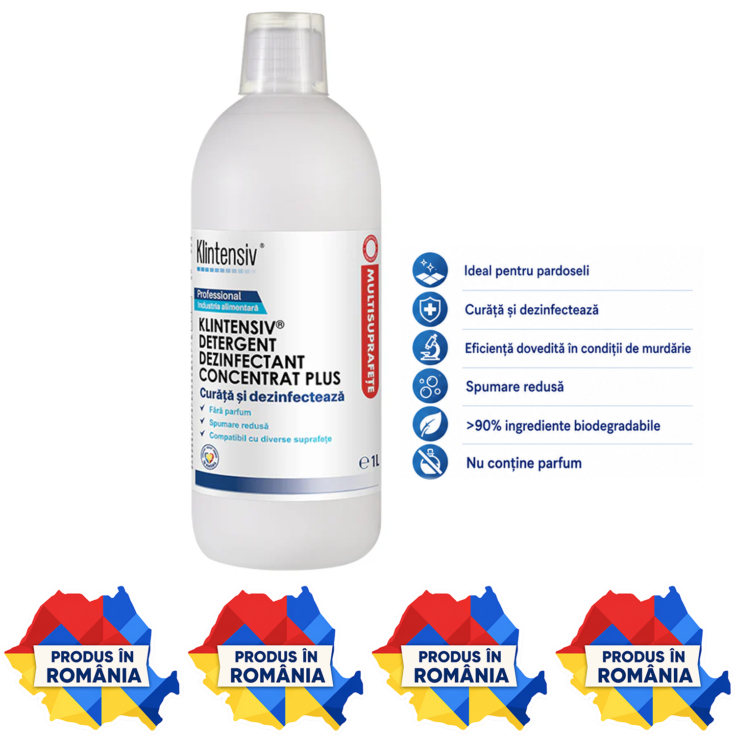 Klintensiv detergent dezinfectant concentrat plus pentru industria alimentară 1 litru și 5 litri
