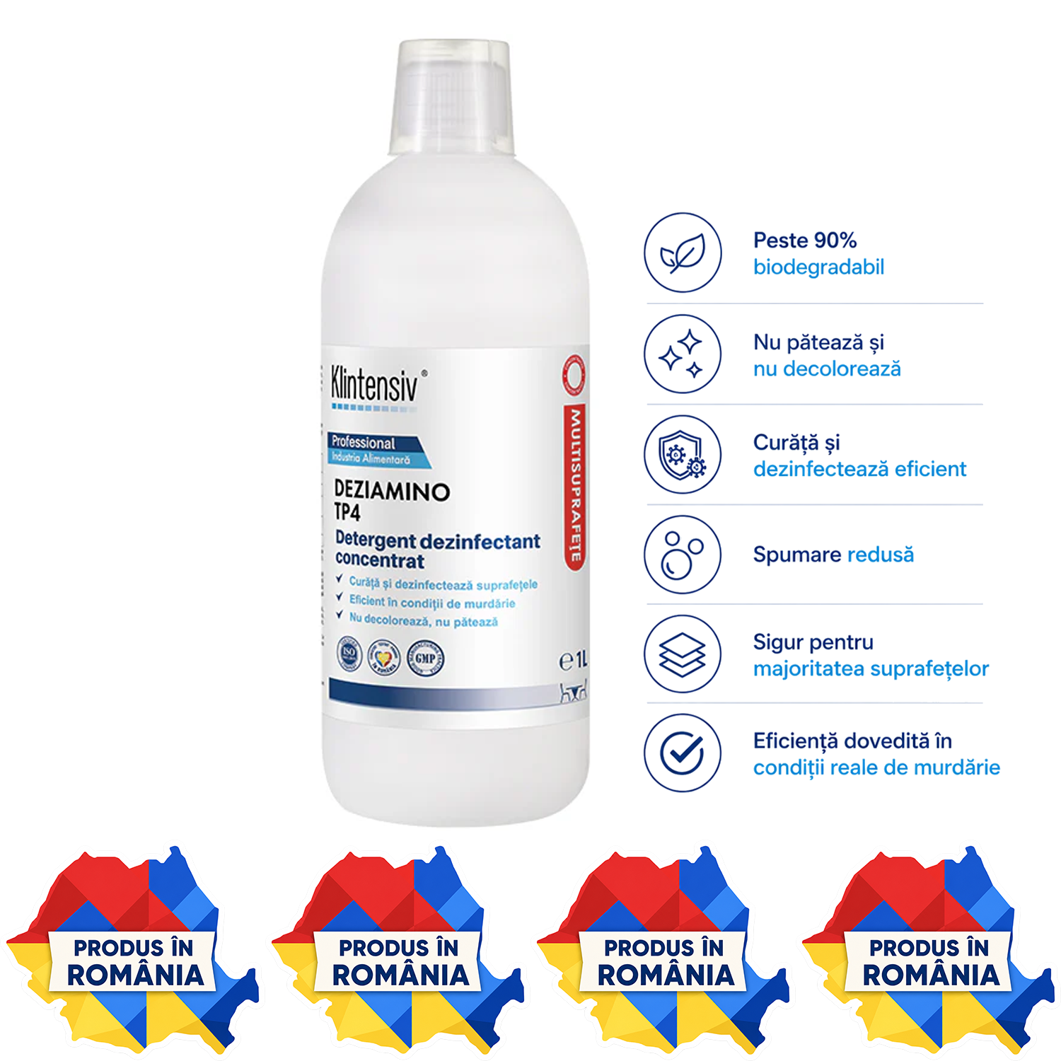 DEZIAMINO detergent dezinfectant concentrat TP4 pentru industria alimentară și HoReCa 1 L 5 L