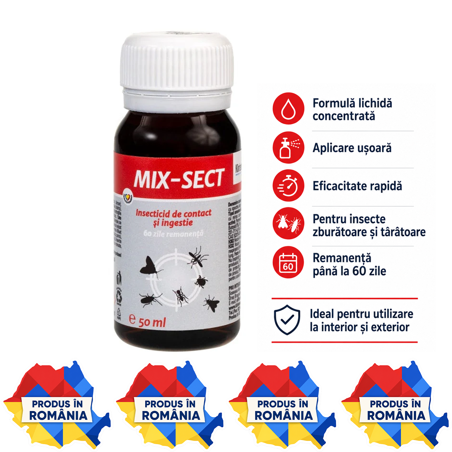 MIX-SECT insecticid lichid concentrat pentru insecte zburătoare și t&acirc;r&acirc;toare
