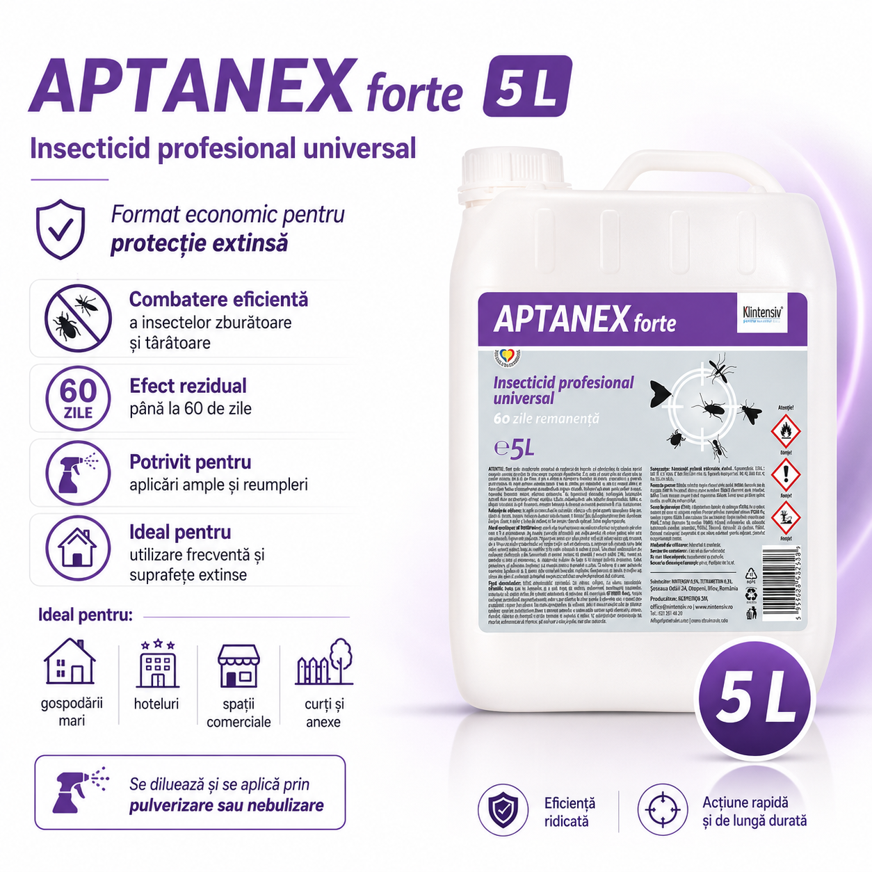 Insecticid APTANEX pentru g&acirc;ndaci ploșnițe purici muște ț&acirc;nțari molii căpușe furnici