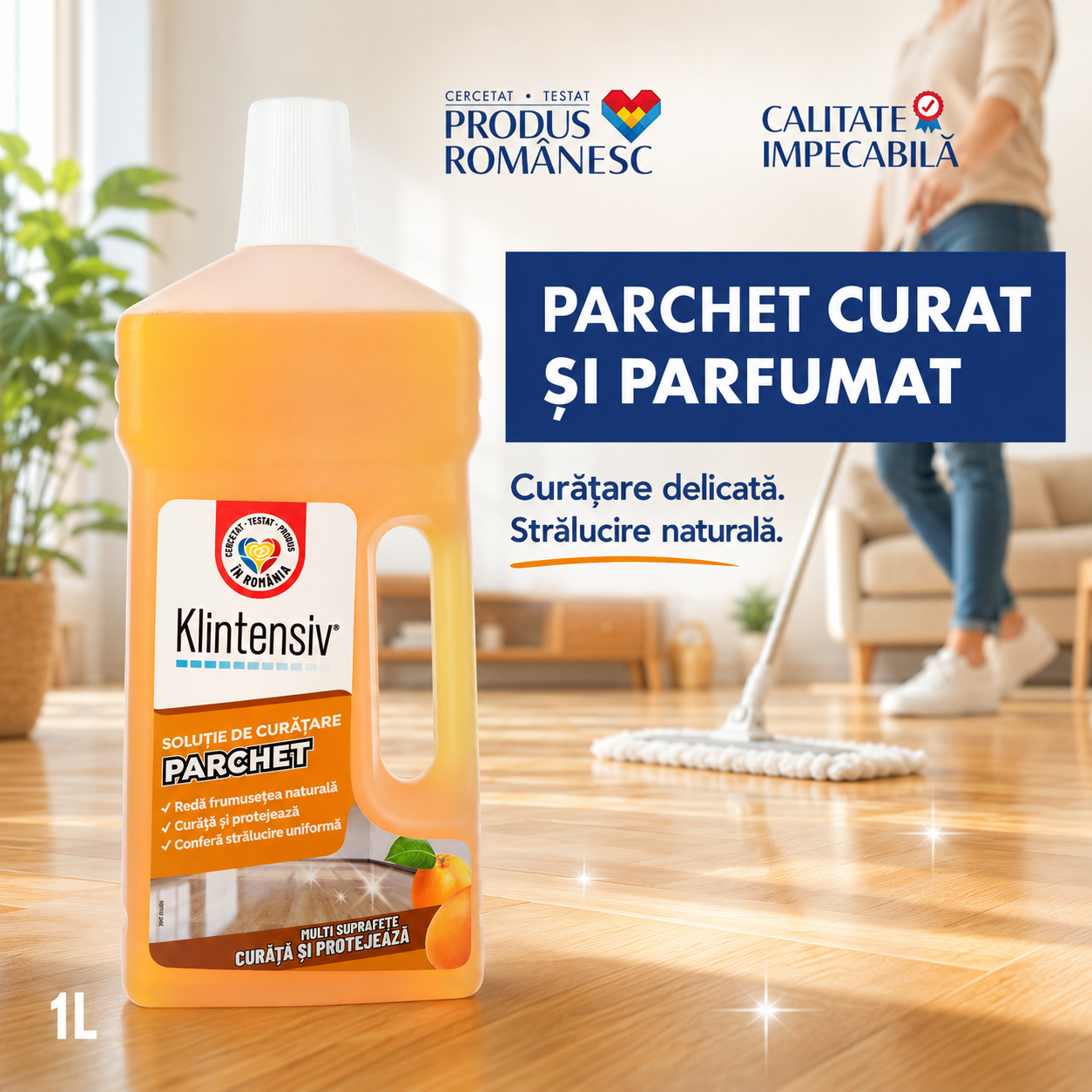 Klintensiv detergent profesional pentru parchet lăcuit curățare delicată fără clătire