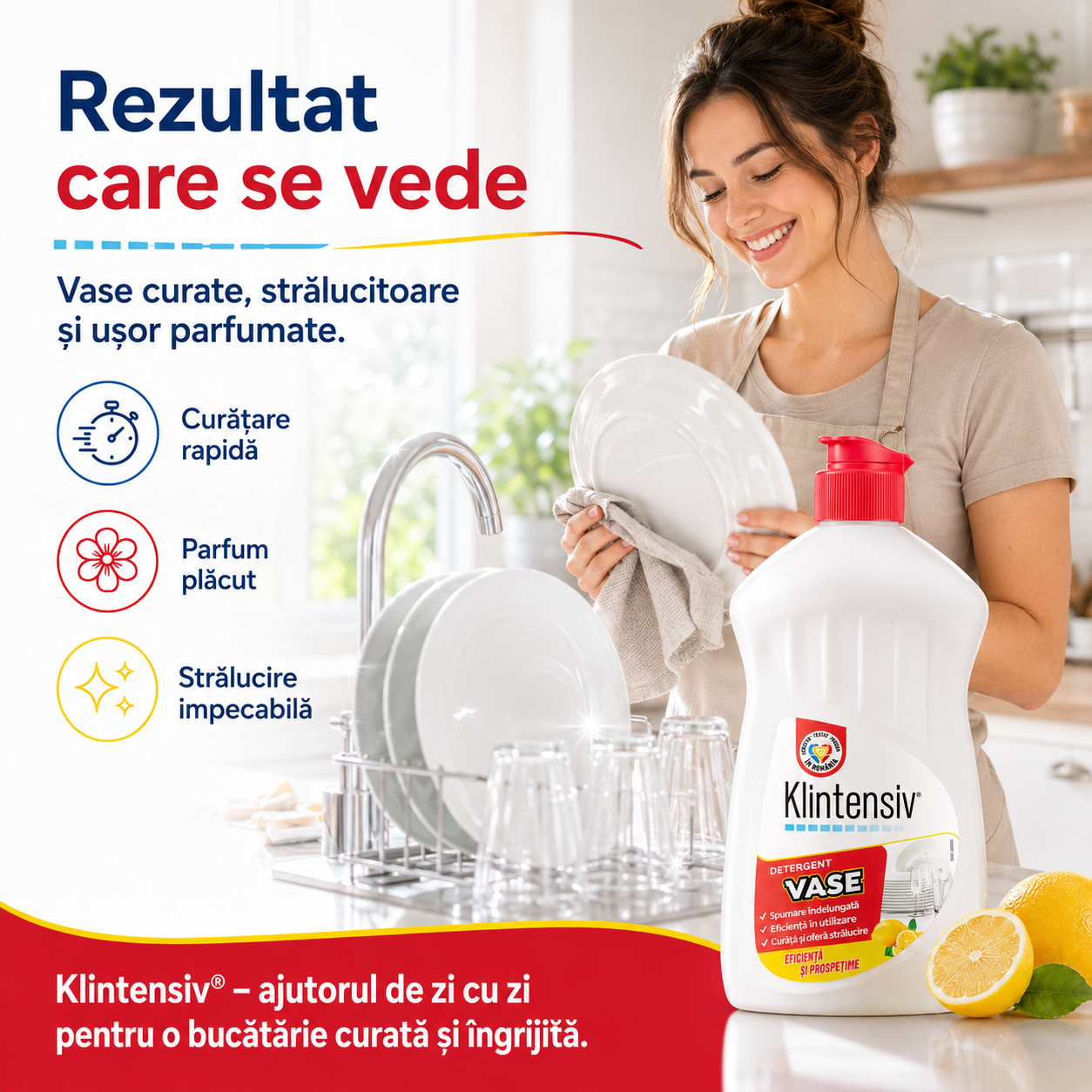 Klintensiv detergent lichid concentrat pentru vase tac&acirc;muri pahare tăvi și ustensile