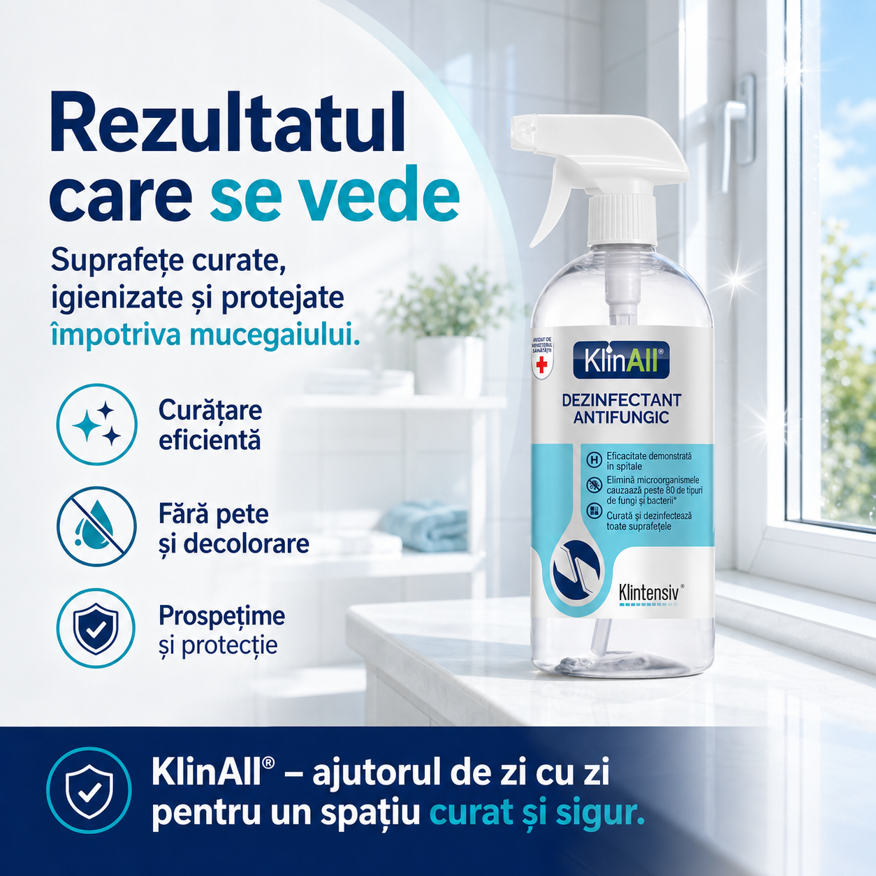 Dezinfectant antimucegai Klintensiv pentru baie bucătărie cămară zone cu condens faianță gresie și inox