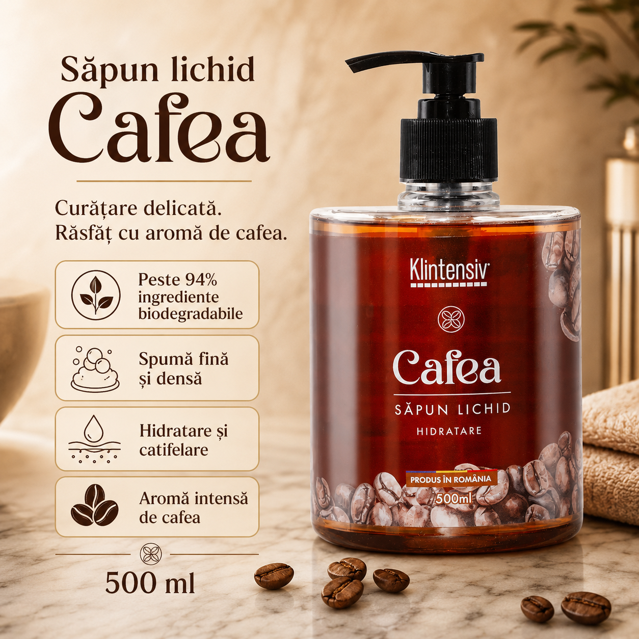 Săpun lichid Klintensiv arome Bujori și Frezii Iasomie Verbina Cafea Liliac Miere Aloe Vera