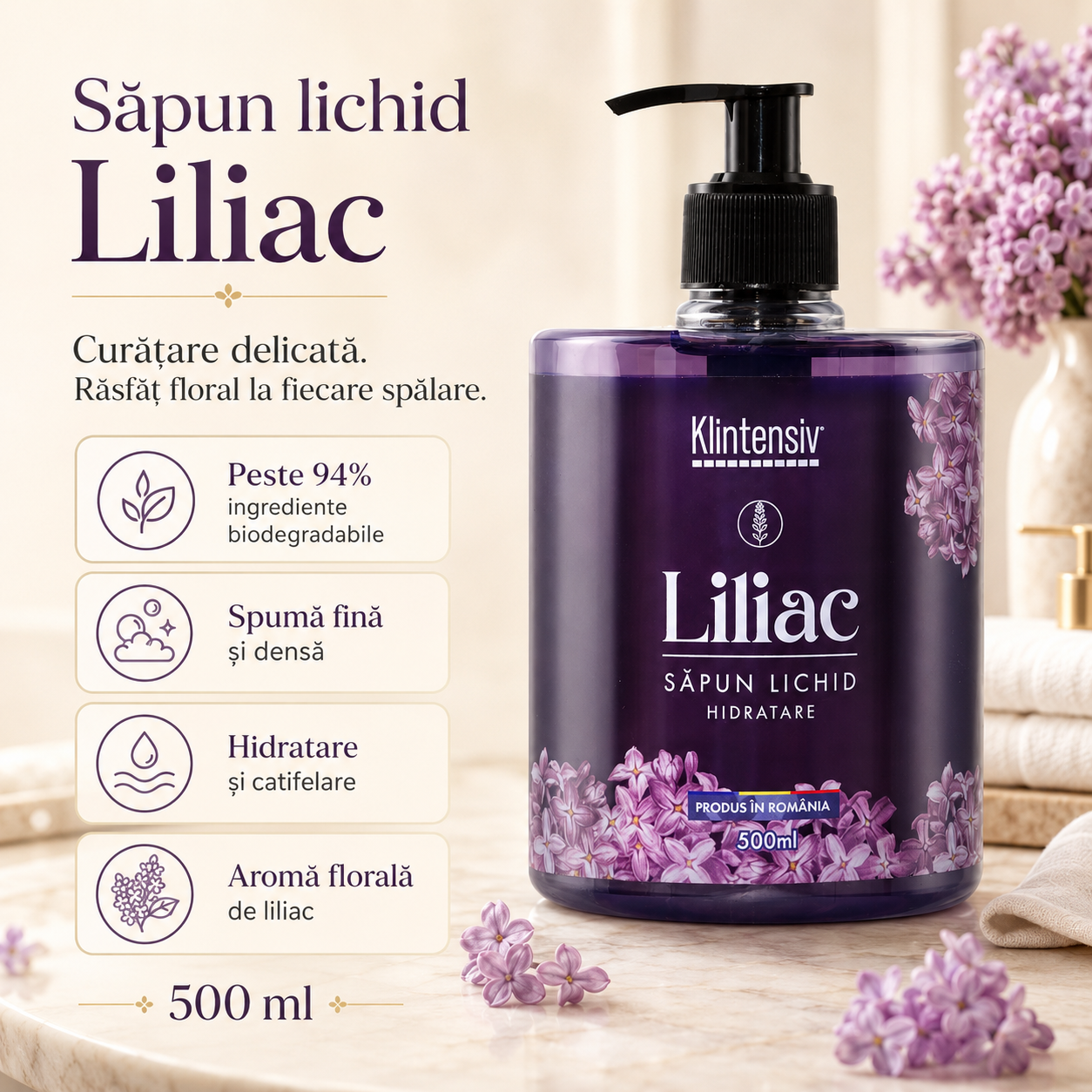 Săpun lichid Klintensiv arome Bujori și Frezii Iasomie Verbina Cafea Liliac Miere Aloe Vera