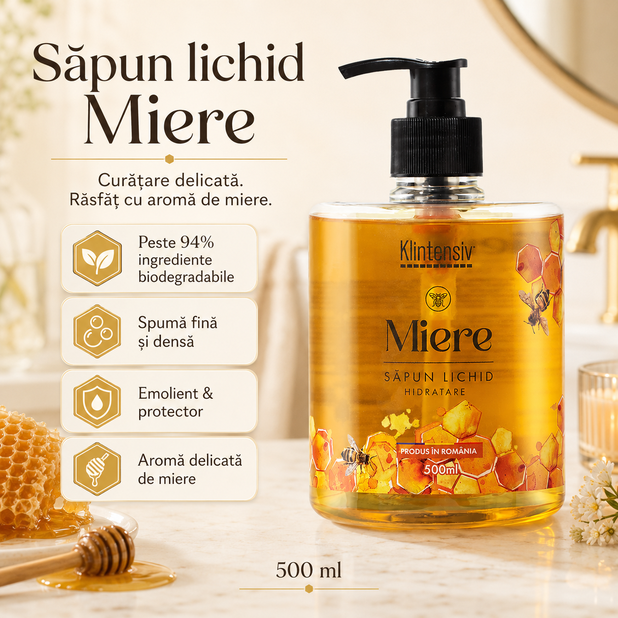 Săpun lichid Klintensiv arome Bujori și Frezii Iasomie Verbina Cafea Liliac Miere Aloe Vera