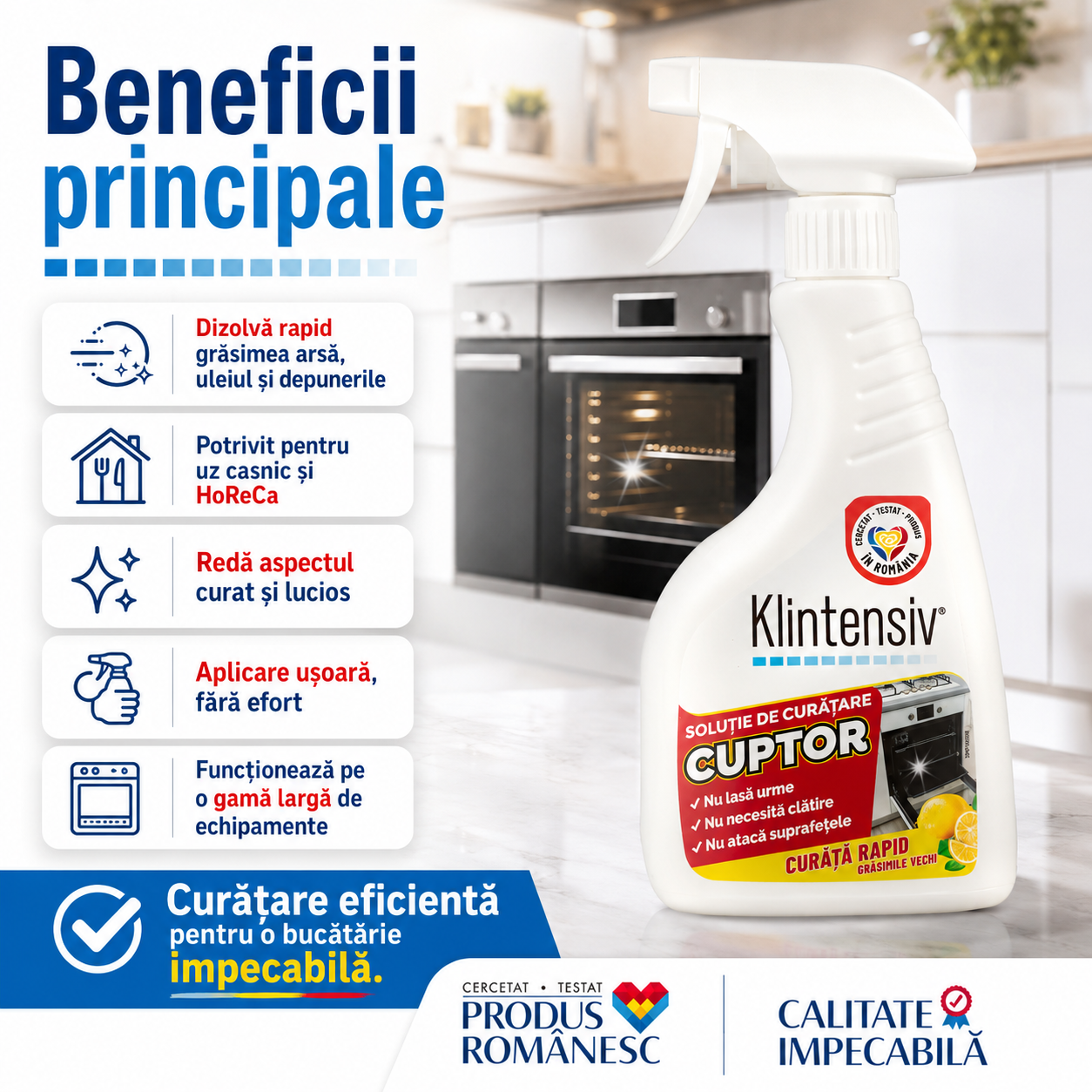 Degresant cuptor Klintensiv pentru ulei ars reziduuri carbonizate tăvi grătare și plite