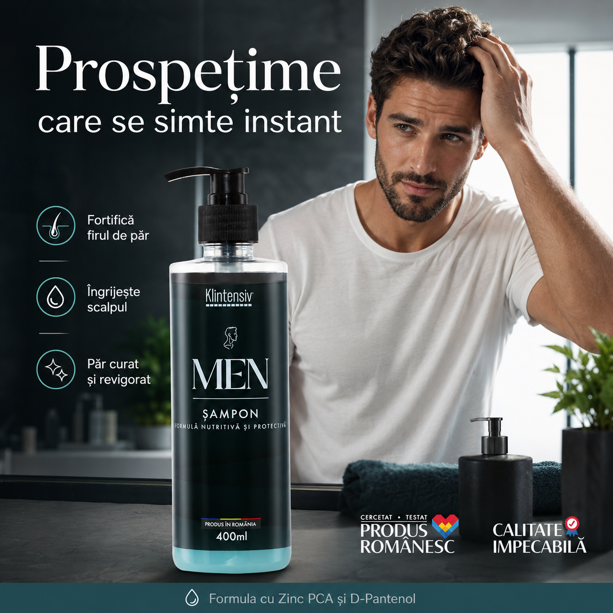 Șampon bărbați Klintensiv pentru curățare eficientă scalp echilibrat și prospețime