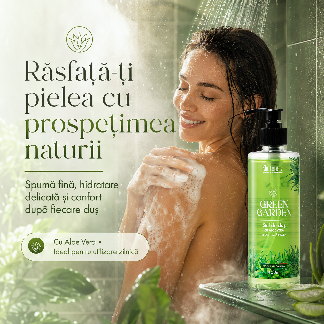 Gel de duș Green Garden Klintensiv cu spumă fină și efect emolient pentru piele