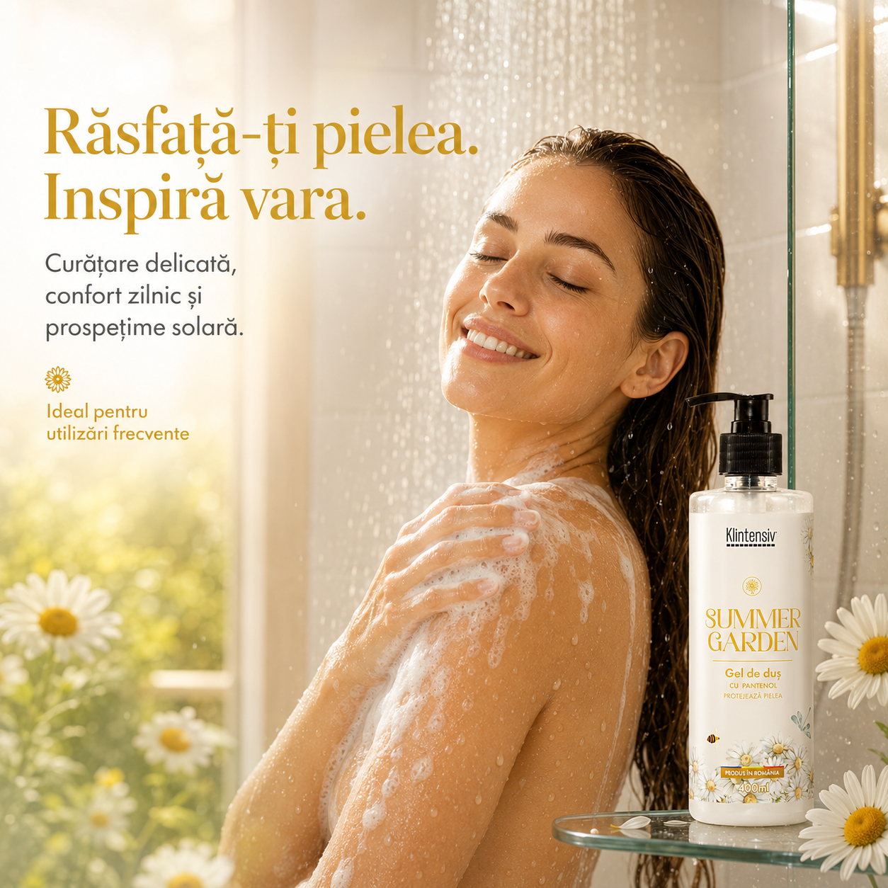 Gel de duș Summer Garden Klintensiv cu parfum fresh și spumă fină pentru piele